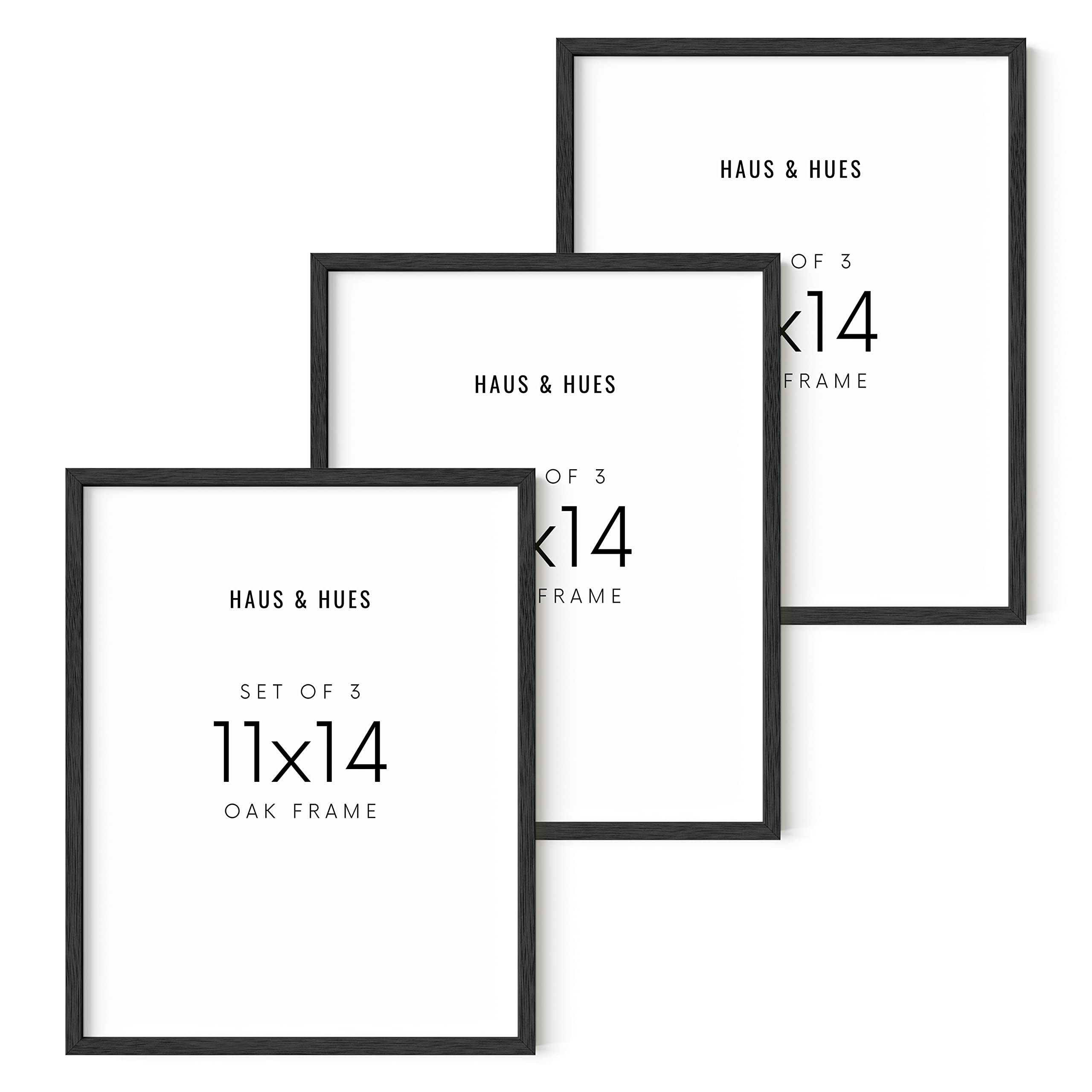 Haus And Hues 11X14 Black Oak Wood Frames Set Of 3 - 11X14 Poster Frame Black, 3 Poster Frame, 11X14 Frame Set Of 3, 11X14 Frame