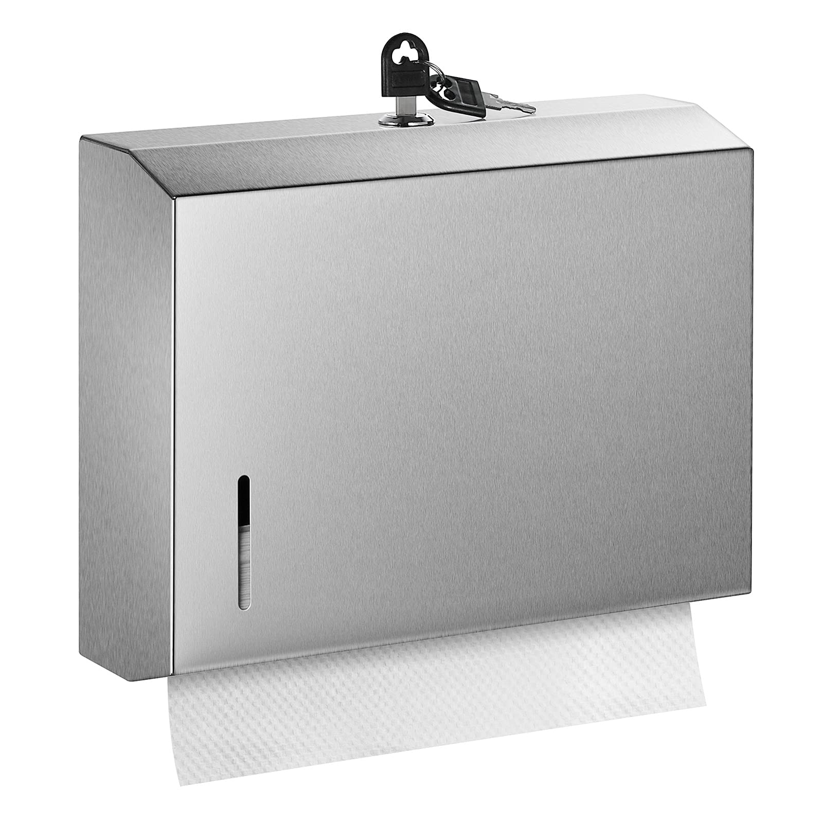 Wall Mounte Paper Towel Dispensers, 10.4 L x 3.3 D x 8.3 H, Stainless Steel C-Fold Multifold Hand Paper Tissue Holder with Lock