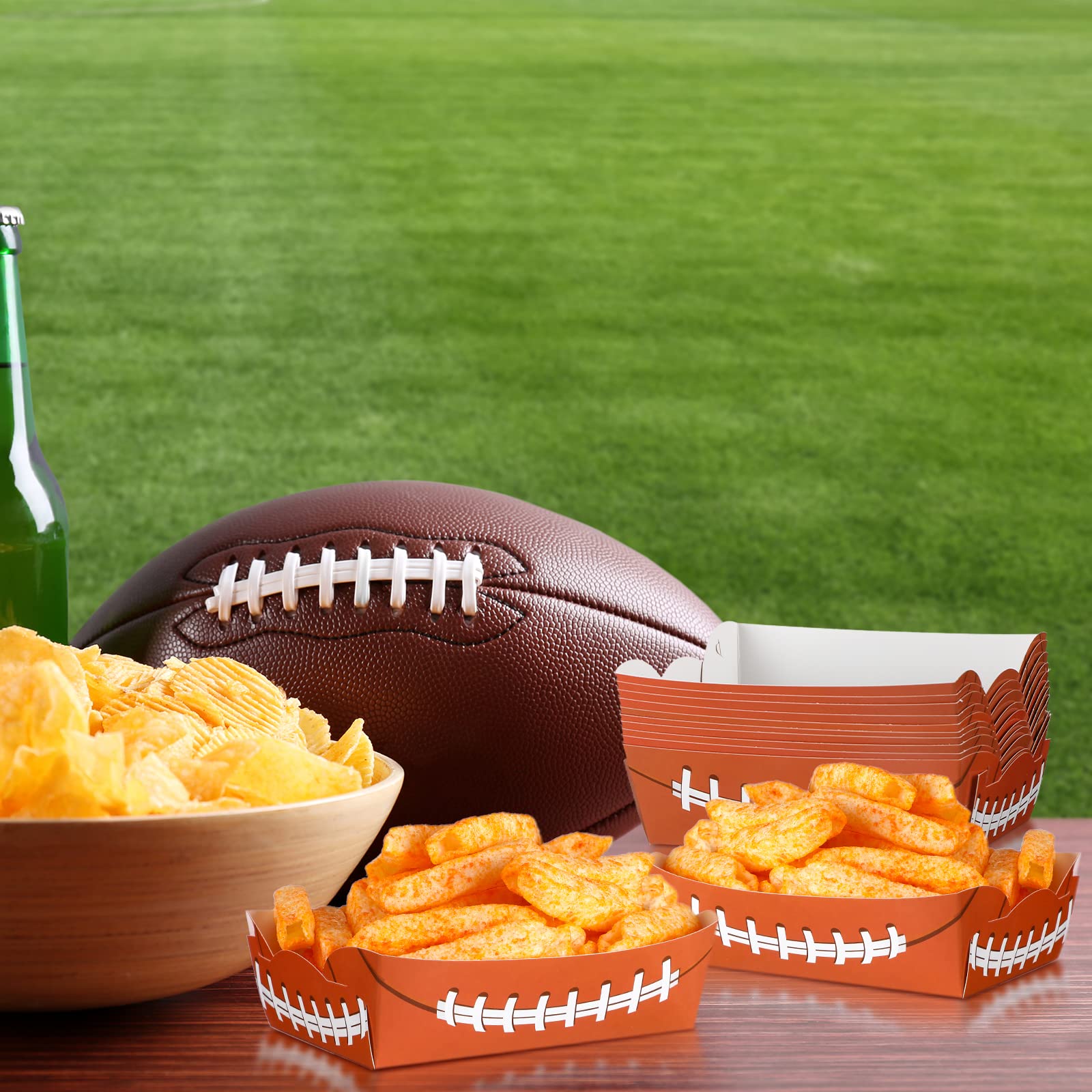 Hoolerry 2Lb Football Party Decorations Paper Football Plates Disposable Food Boats Serving Trays Sports Party Birthday Party Su