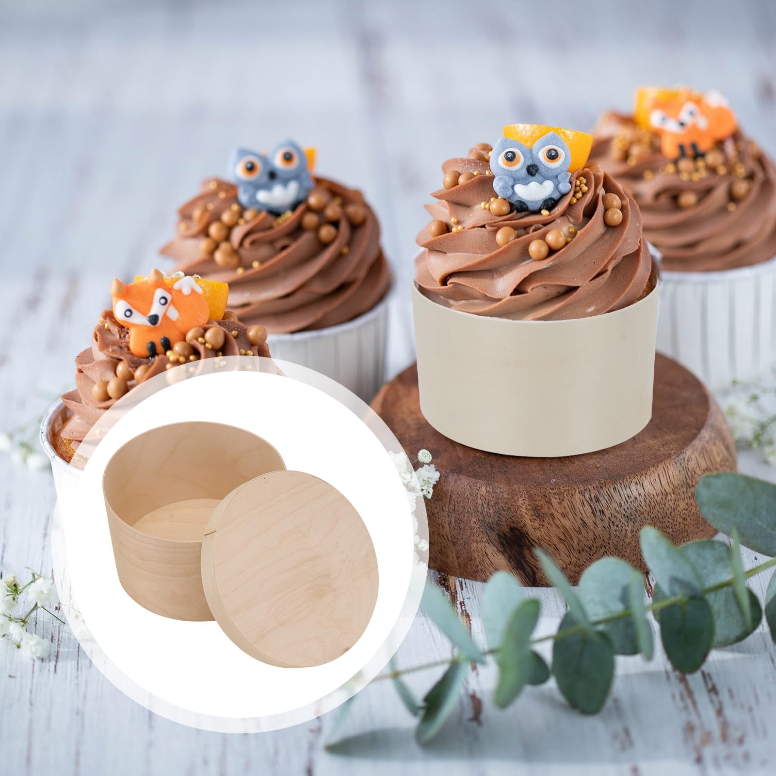 Doitool 2Pcs Cheesecake Wrap Wood Box Cheese Chiffon Basque Baking Wrap Round Box