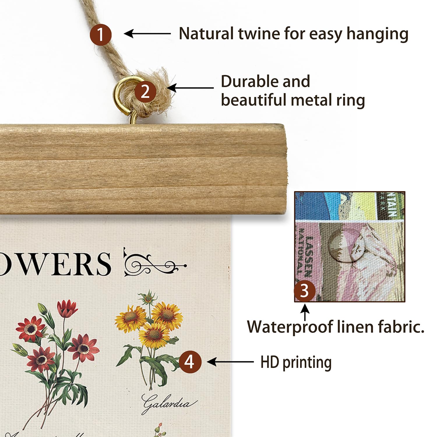 Xiaoaika Vintage Butterfly And World Flowers Poster Set - Educational Insect And Botanical Wall Art With Wooden Hanging Frames,
