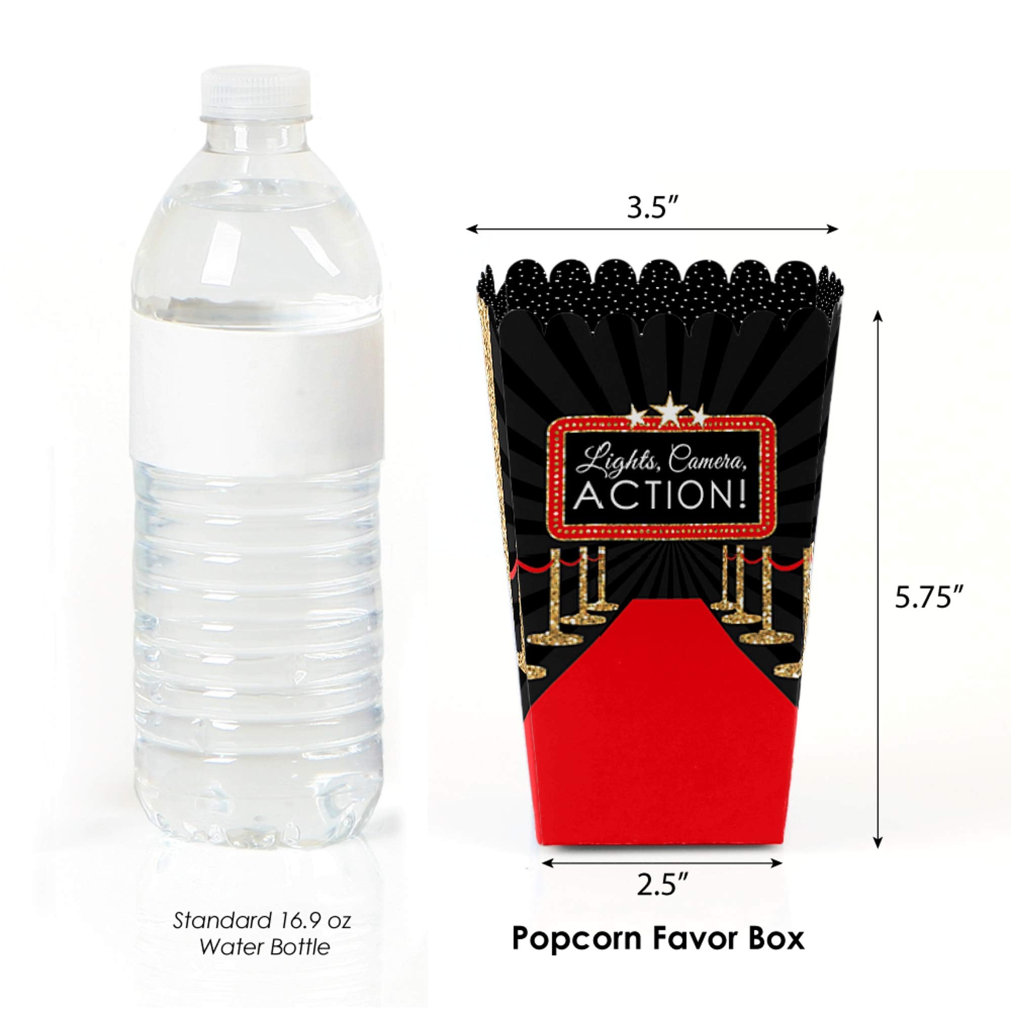 Big Dot Of Happiness Red Carpet Hollywood - Movie Night Party Favor Popcorn Treat Boxes - Party Favor Box - Favor Box - Small Fa