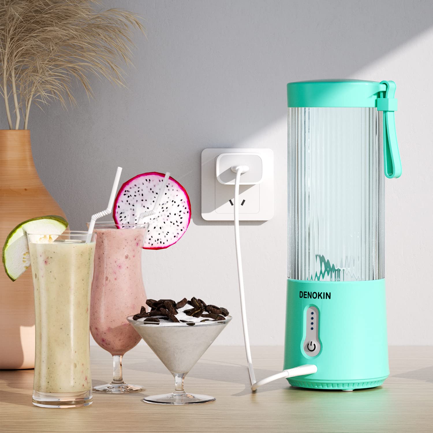 Portable Blender, Personal Size Blender For Smoothies And Shakes,Usb Rechargeable Mini Blender Fresh Juicer Cup With Stronger Mo