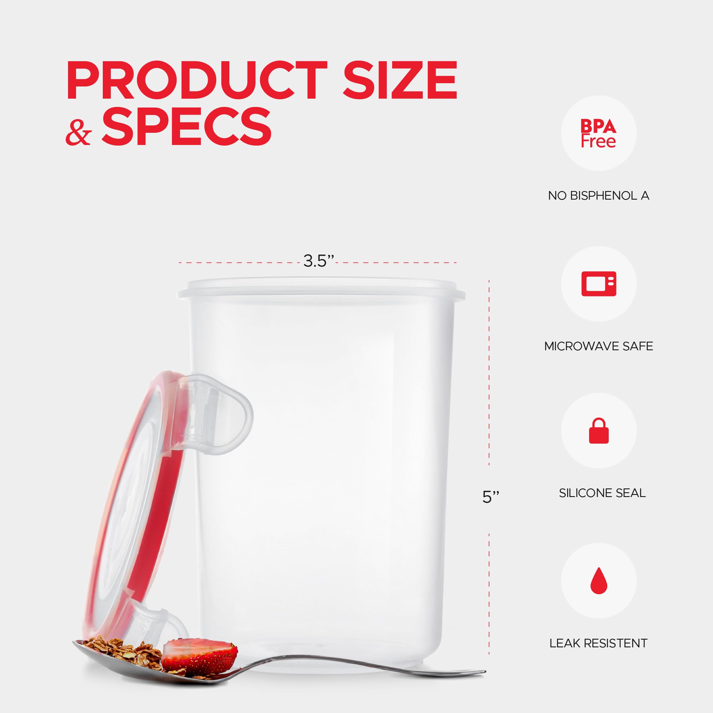 Overnight Oats Container With Lids (Set Of 4) | Oatmeal Container To-Go | Overnight Oats Jars With Lid | Cereal And Milk Contain