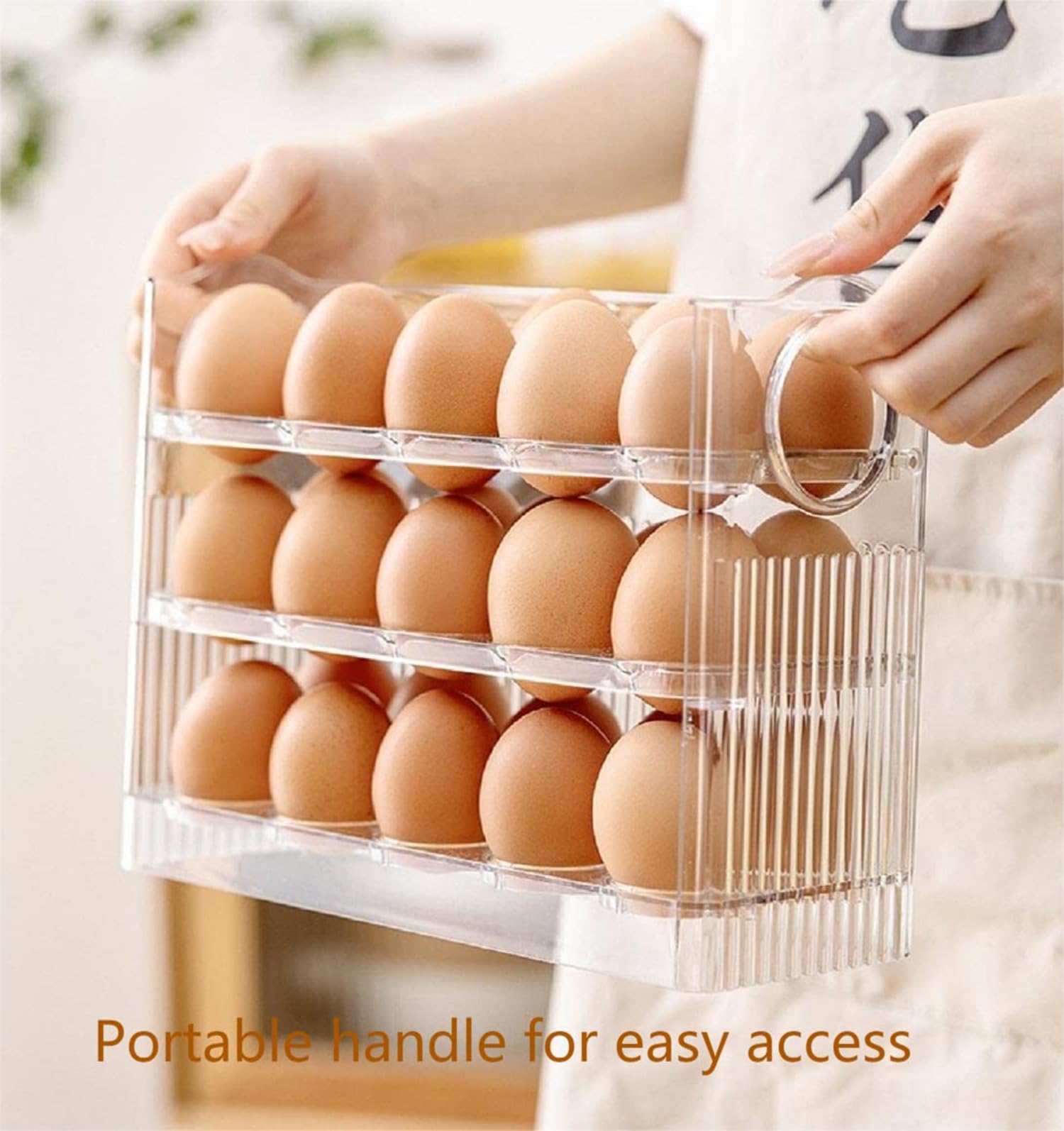 MosQuick 30 Egg storage box for fridge Auto Flip Design egg holder for kitchen egg storage box durable Egg Tray for Fridge Perfe