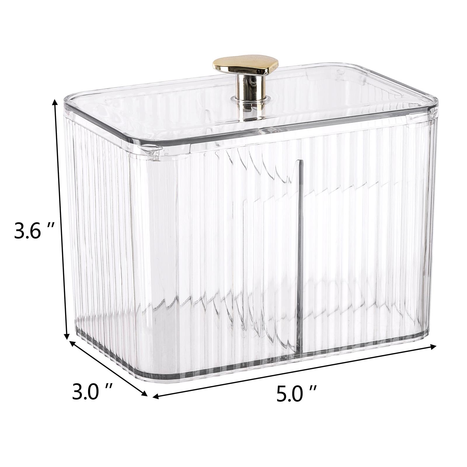 Tbestmax Qtip Holder Dispenser 3-Section Clear Bathroom Organizer Jar 3 Grids Cotton Swab/Pad/Ball Holder Container Cosmetics St