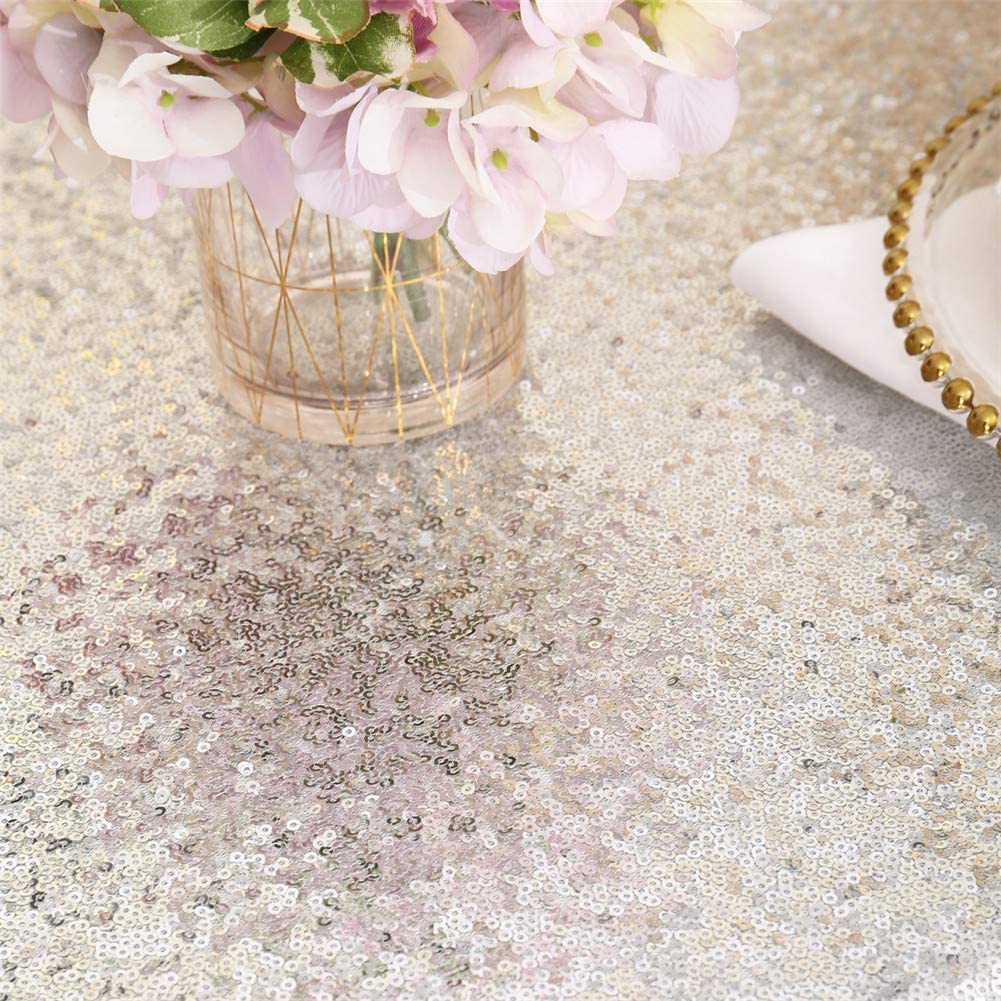 Eternal Beauty Sequin Tablecloth, 90X132 Rectangle Sequin Tablecloth For Party Cake Dessert Table Exhibition Events,Silver