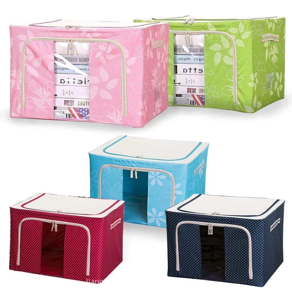 Inditradition Multipurpose Foldable Storage Box For Clothes, Garments (Oxford Fabric, Assorted Colour & Design, Pack Of 1)  66 