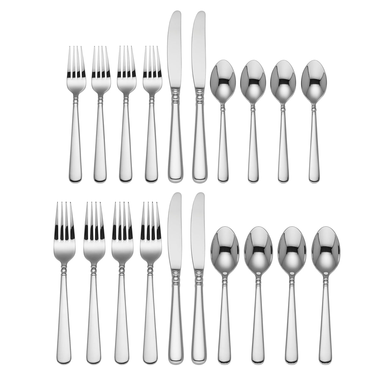 Lenox Pearl Platinum Flatware, 20-Piece Set, Metallic