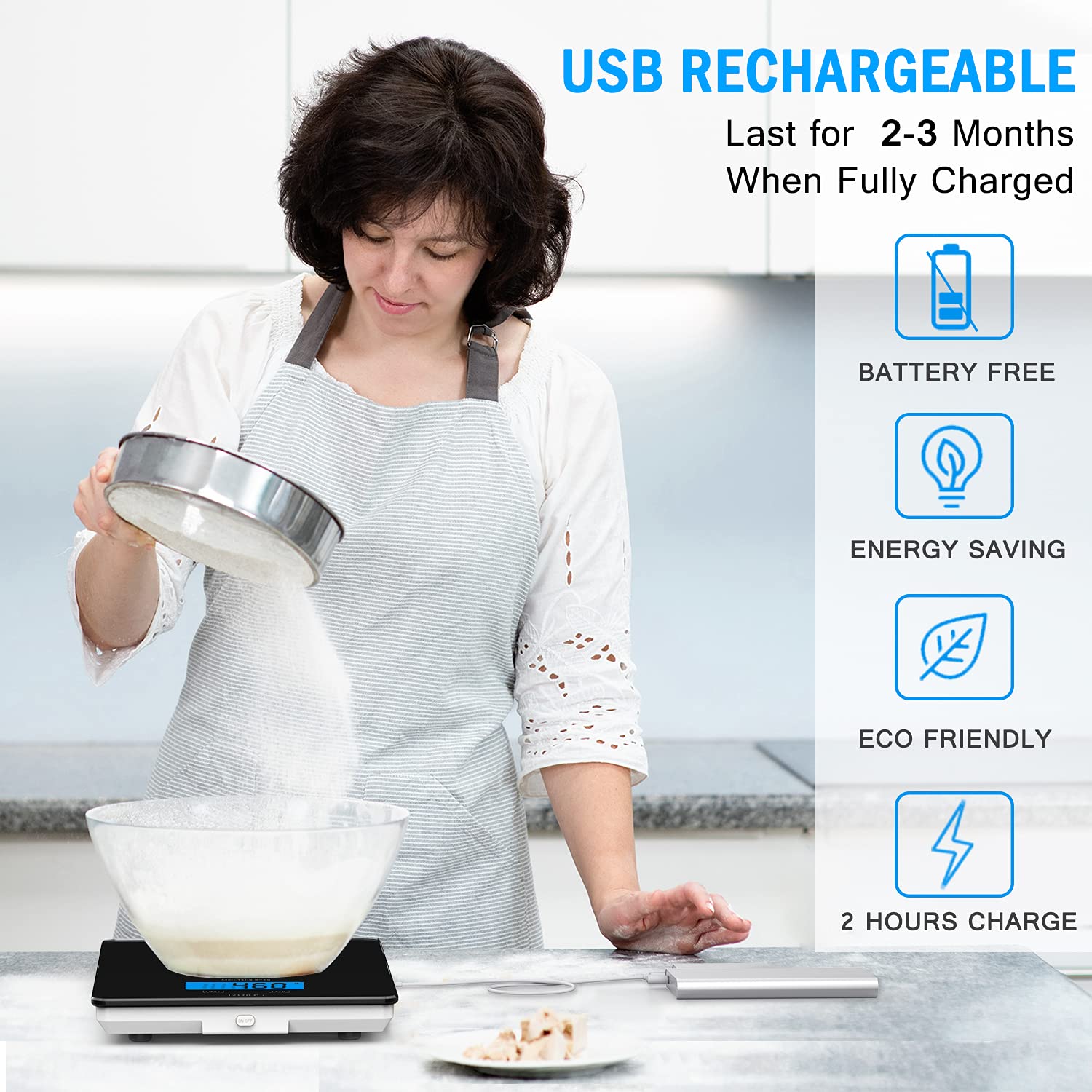 Koios Food Scale, 33Lb/15Kg Digital Kitchen Scale For Food Ounces Grams Cooking Baking, 1G/0.1Oz Precise Graduation, Waterproof