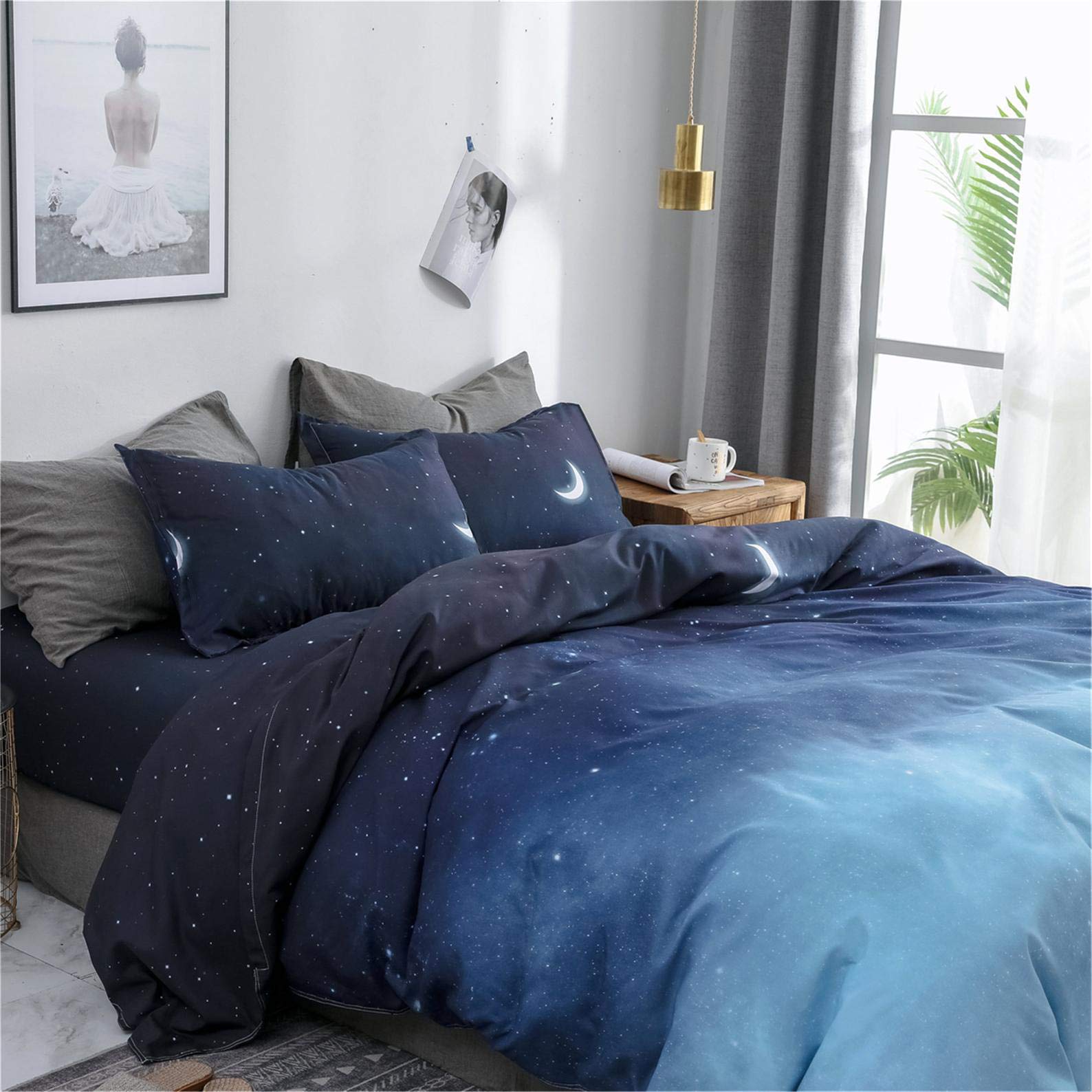 Hyprest Kids Duvet Cover Twin,2 Pcs Space Galaxy Twin Bedding Sets For Girls Boys Kids Soft Breathable