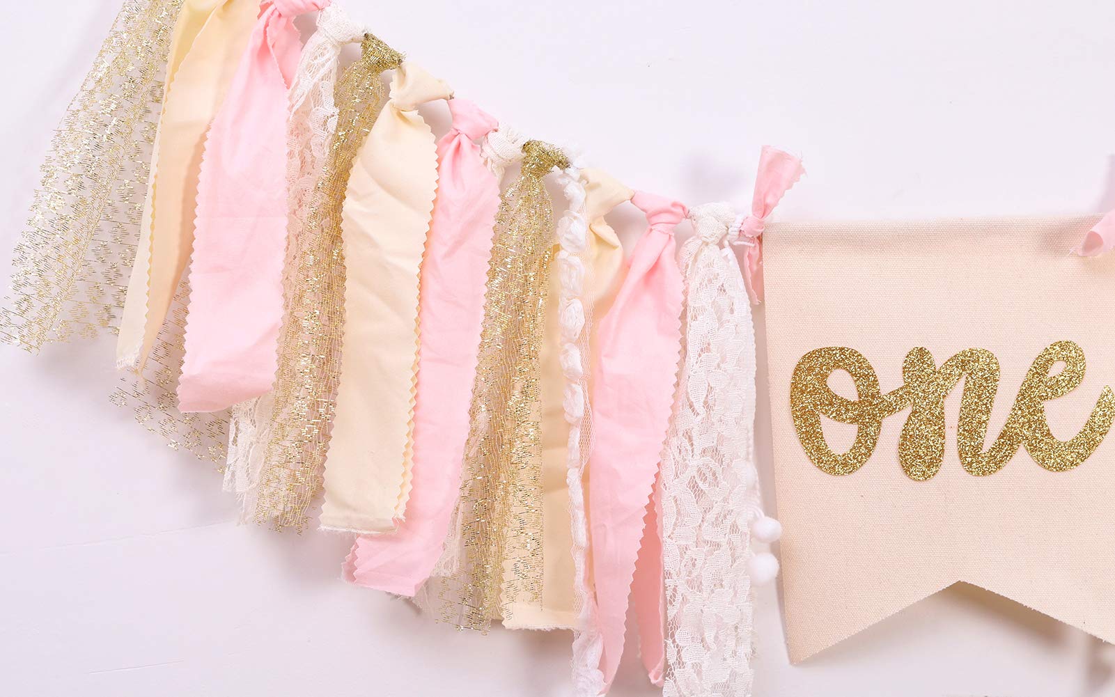 Highchair Banner 1St Birthday - Pink Happy Birthday Banner Party Decorations For First Birthday,Best Princess Photo Props For Ba