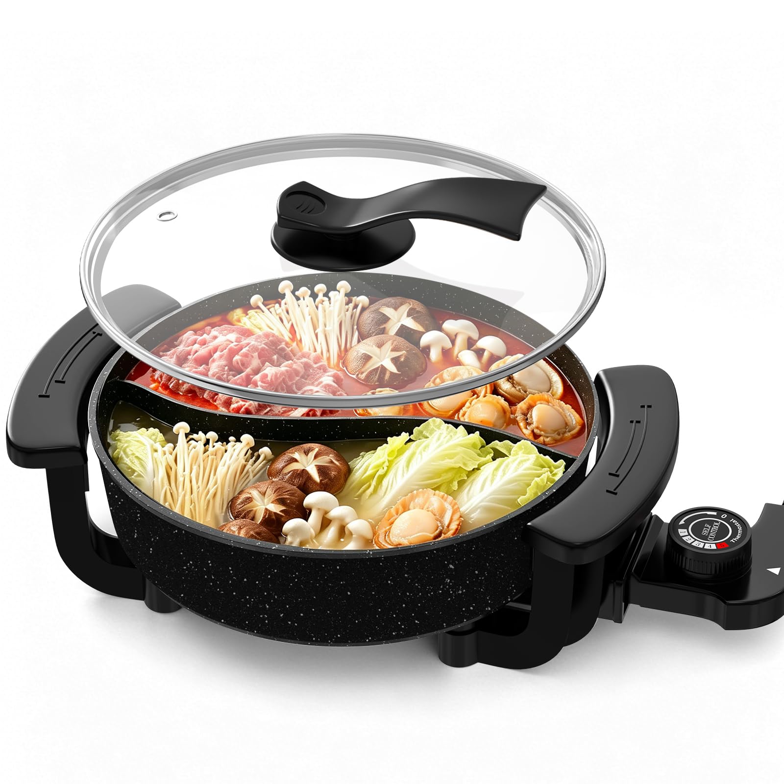 TEMPOWAVEZ 6L Electric Hot Pot Dual Sided, Black