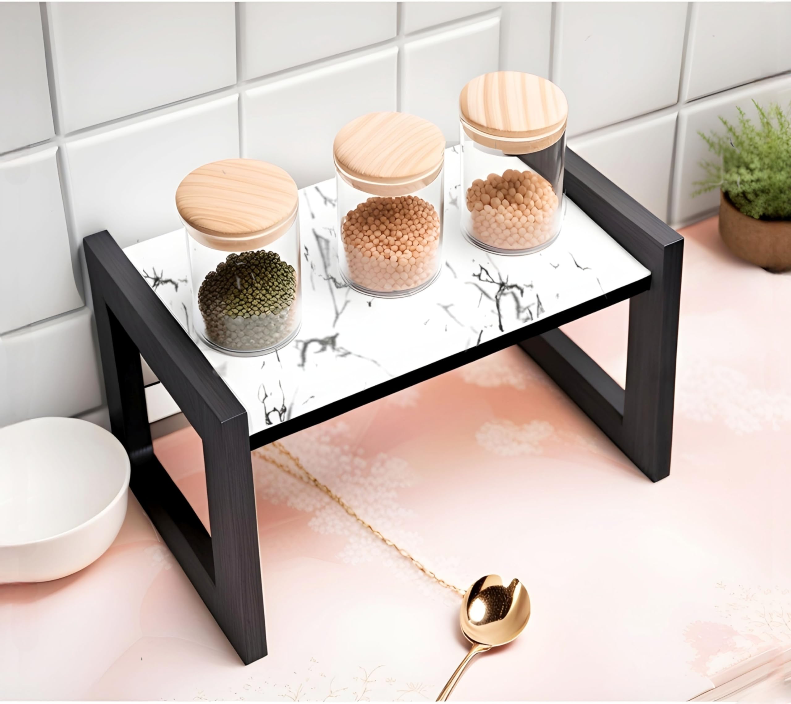 Dime Store Wooden Multipurpose Dish Rack/Storage Shelves For Kitchen Cabinets/Plate Stand/Utensil Rack/Counter Top Organizer (St