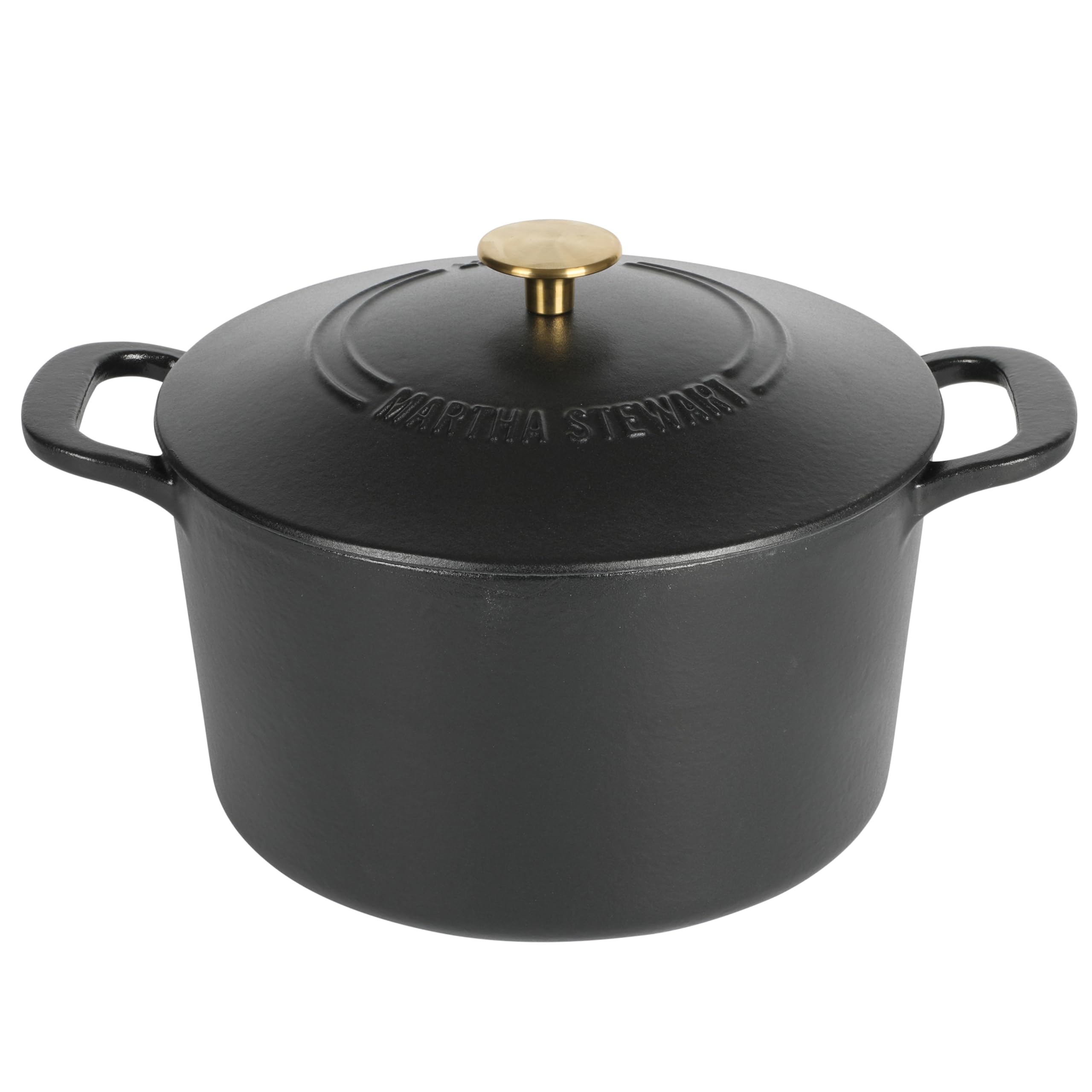 Martha Stewart Gatwick 7 Qt Enamel Cast Iron Dutch Oven, Matte Black