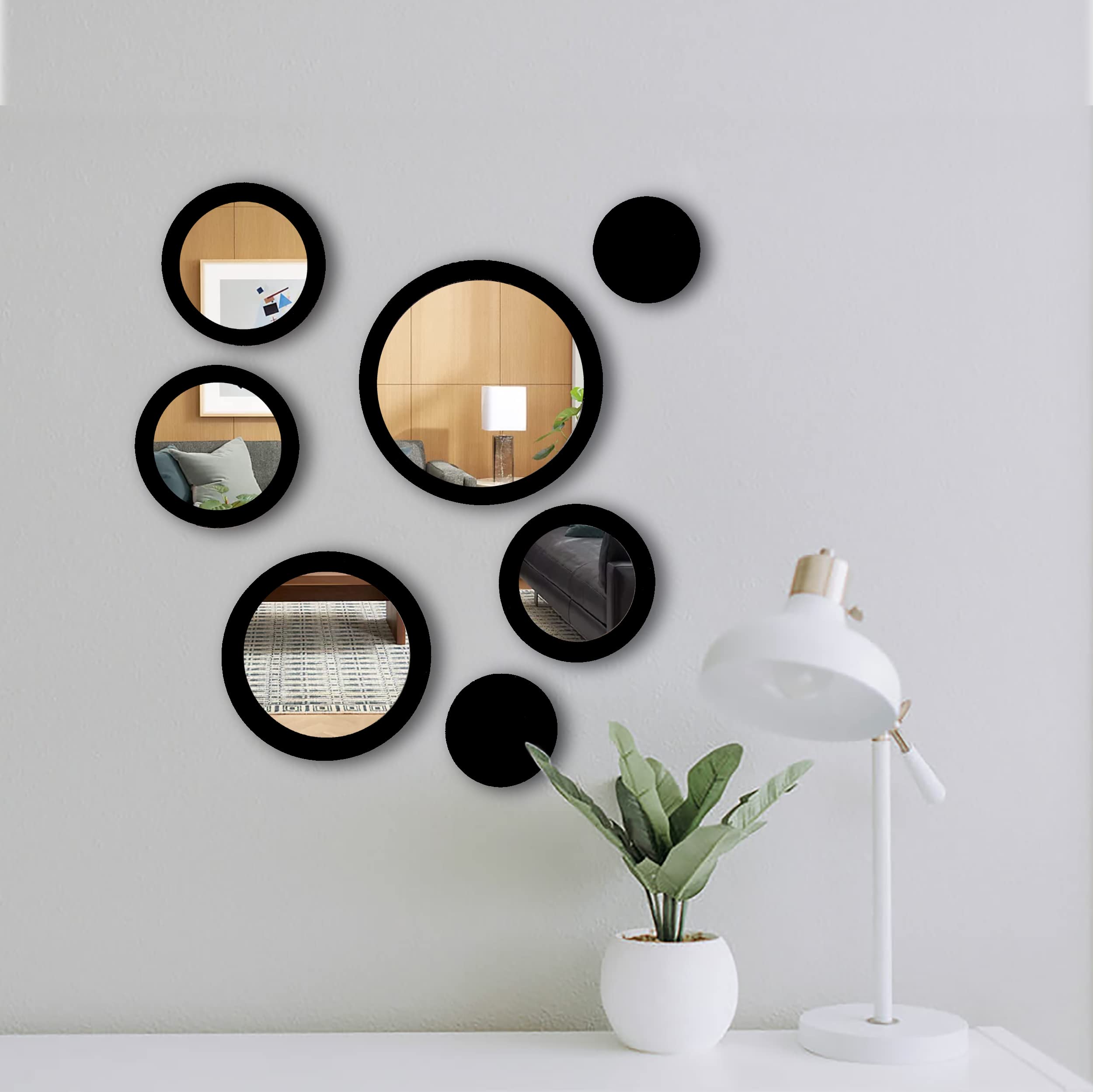 Vah- Kya Bat Hai !! Wall Art Round Black Frame Wall Mirror Sticker For Home | Cafe | Restaurants | Hotels | Offices Decoration I