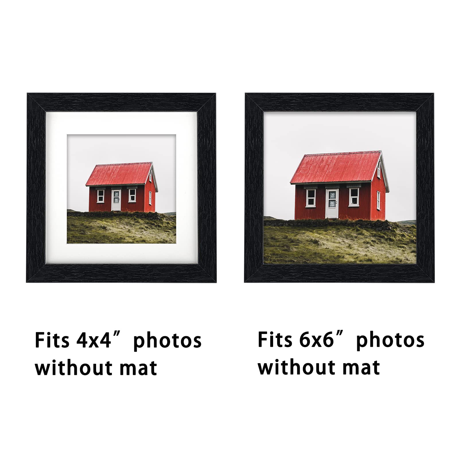 TOFOREVO 6x6 Picture Frames Set of 6 Black Wood Grain Photo Frame for Gallery Wall Mounting or Tabletop Display