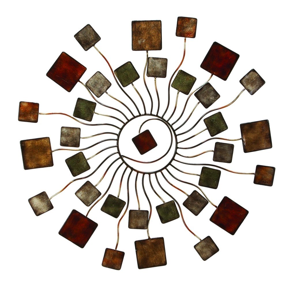 Benjara Modern Abstract Metal Sun Wall Decor, Multicolor