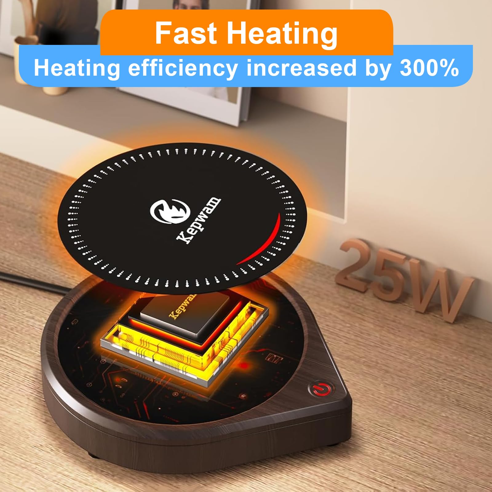 Kepwam Coffee Mug Warmer For Desk, Smart Coffee Warmer With Touch Tech & Light, Coffee Cup Warmer With Gravity Sensor & Auto Shu
