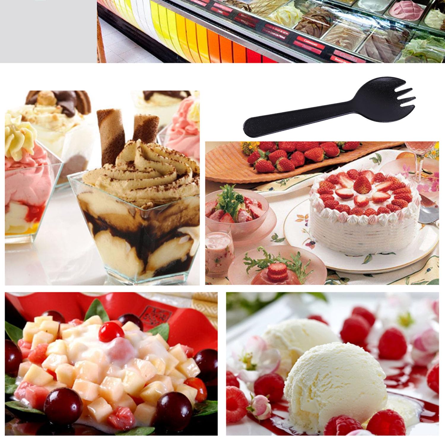 100 Pcs Disposable Plastic Forks Individually Wrapped 2 In 1 Spork Spoons Cake Dessert Ice Cream Salad Fruit Serving Tasting Sco