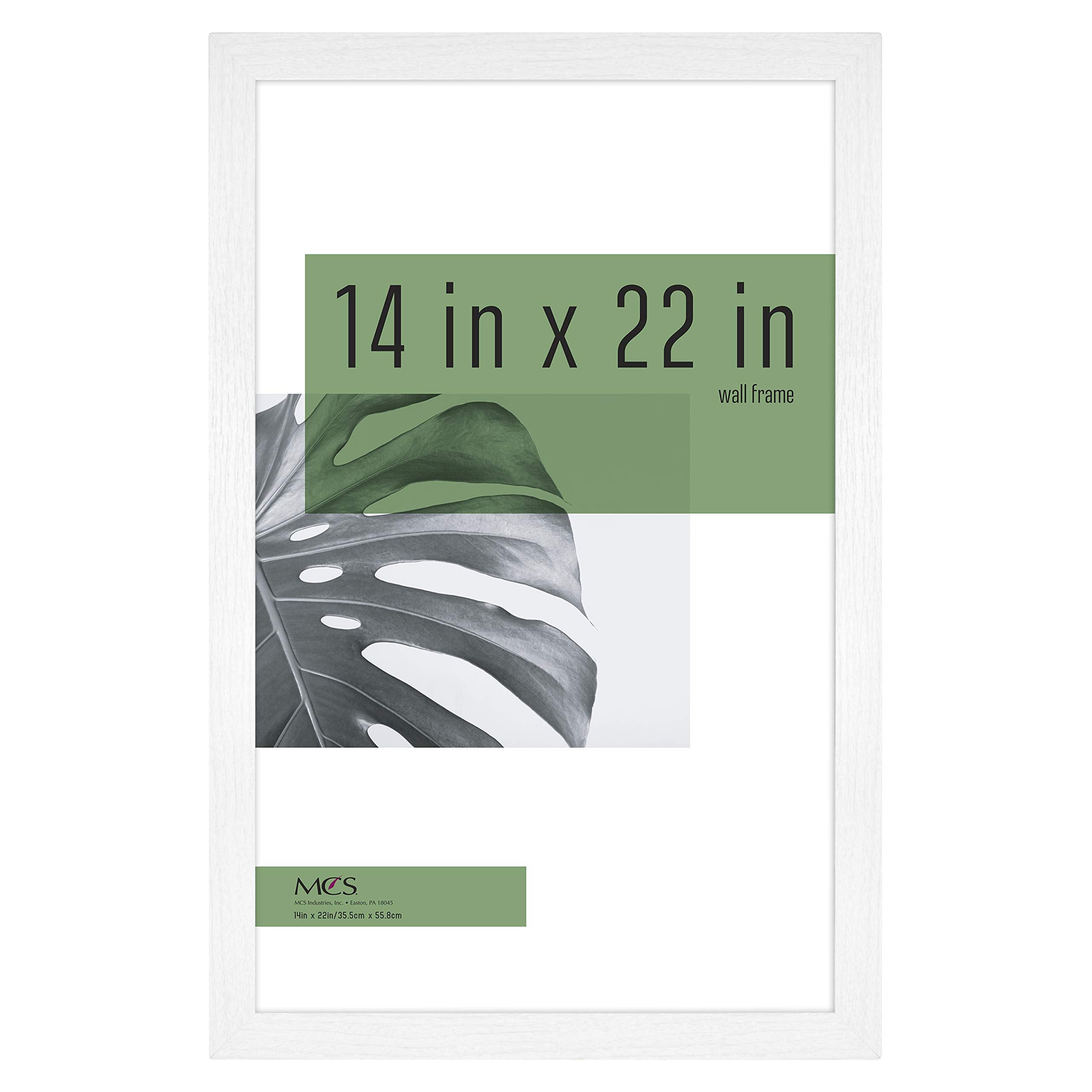 MCS Studio Gallery 14x22 Poster Frame White Woodgrain, Vertical & Horizontal Wall Hanging Large Picture Frame for Photos, Poster