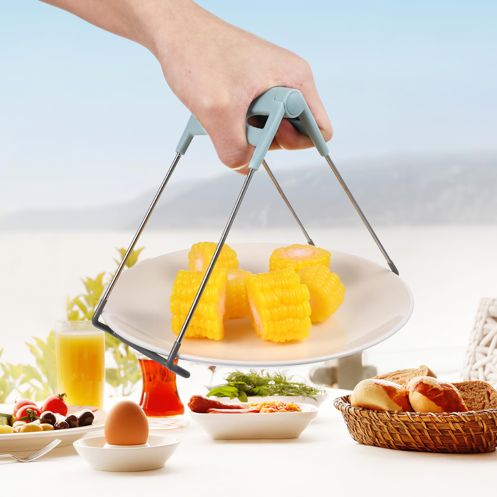 Solustre Universal Kitchen Stainless Steel Plate Lifter Folding Hot Dish Plate Clip Plate Tongs Bowl Clips Pan Dish Gripper For