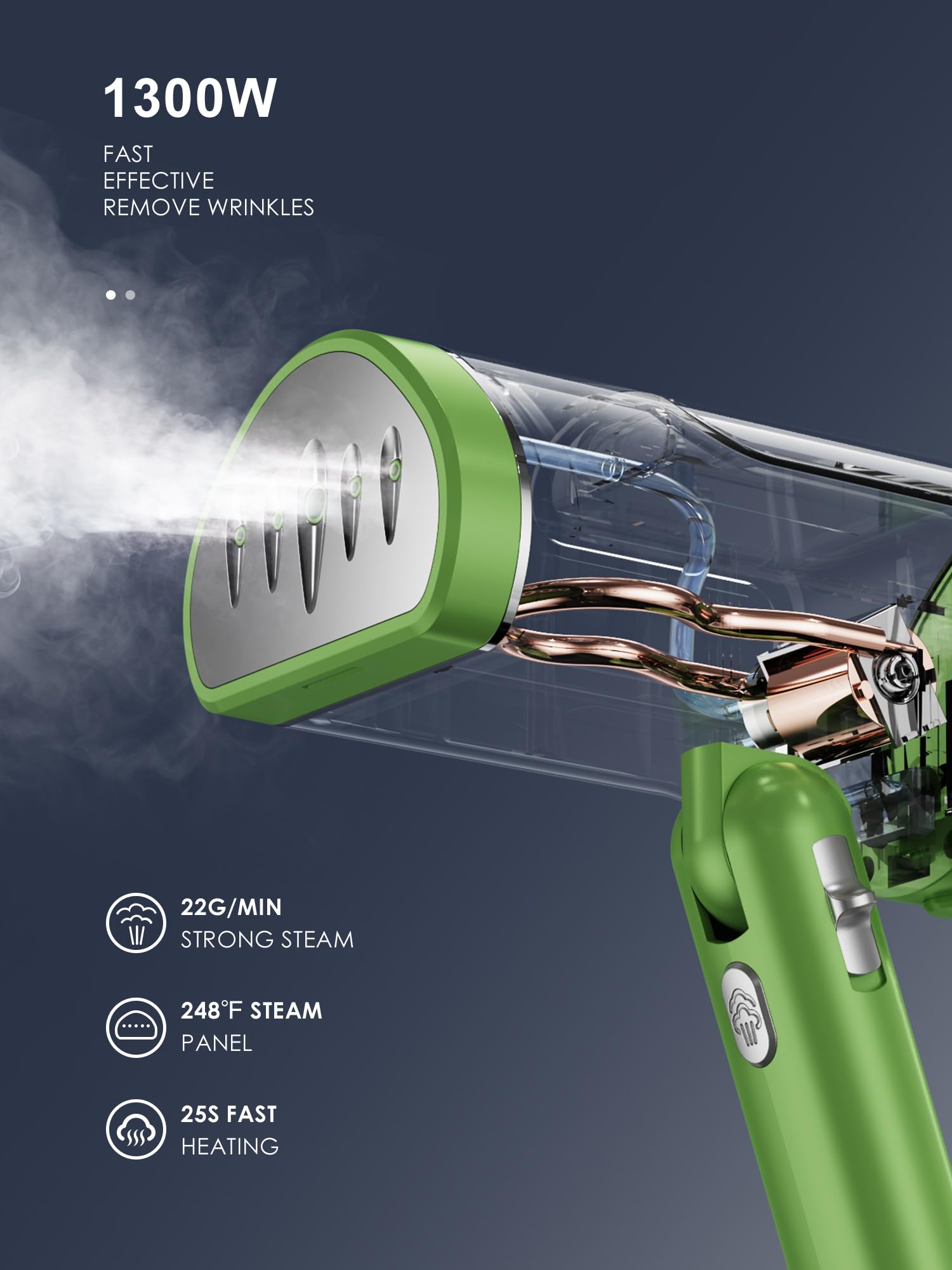 Reemix Portable Garment Steamer, Powerful Foldable Handhled Steamer 1300W, Travel Size Steamer For Clothes 20S Fast Heat-Up, Fab