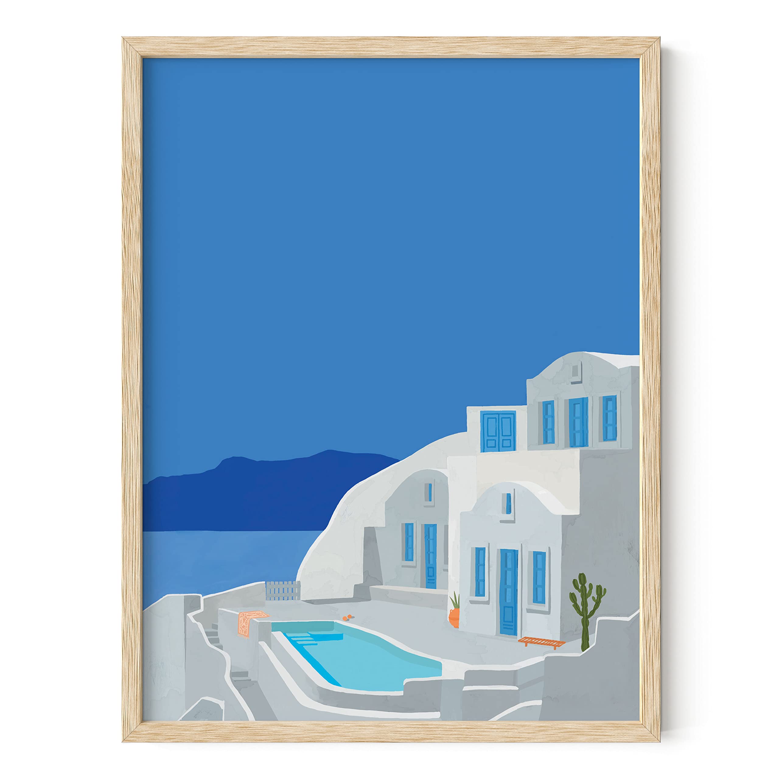 Haus And Hues Travel Picture For Wall - Greece Art, Travel Poster Europe, Mediterranean Poster Of Travel Print, Cities Wall Art