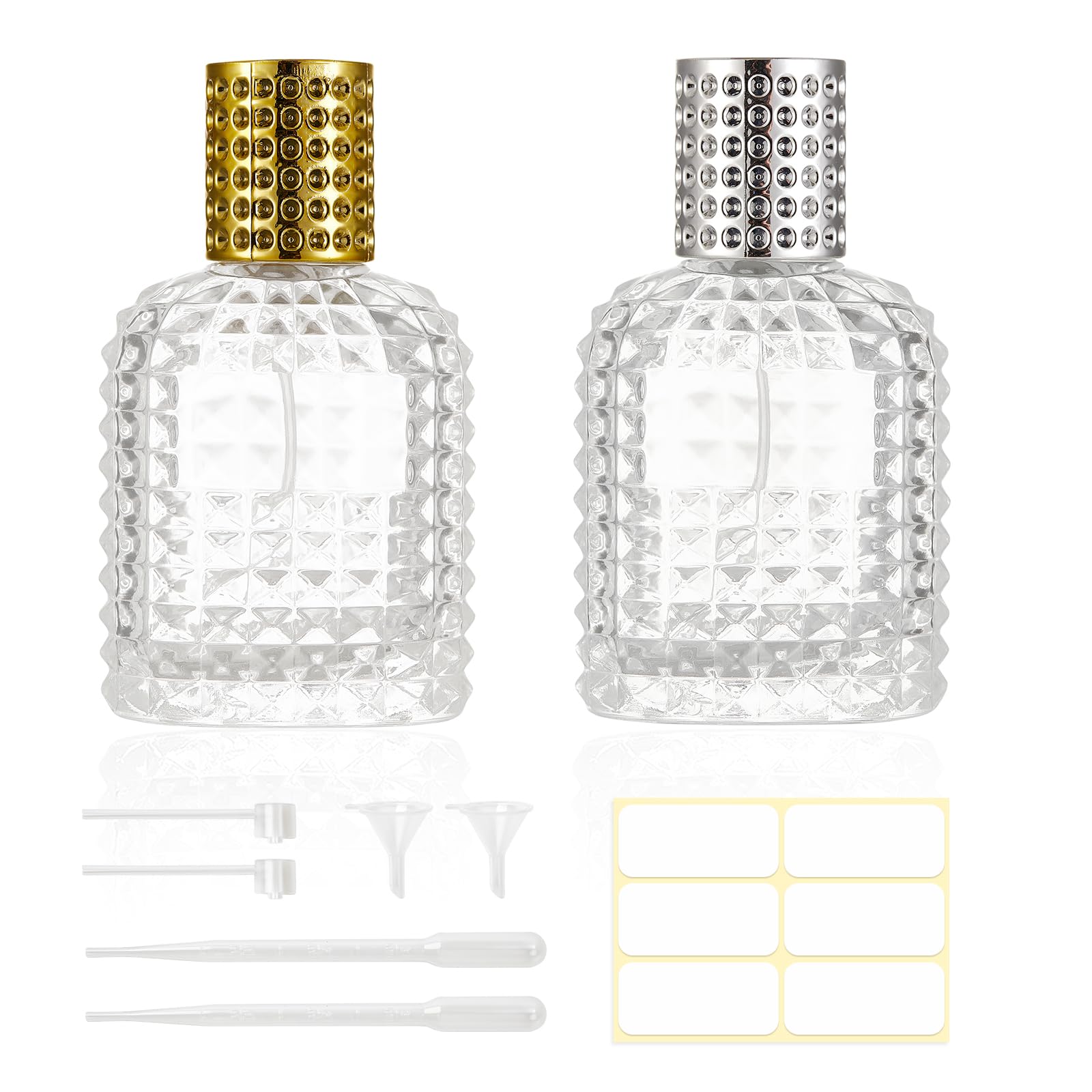 Hxryagi 2 Pack 50Ml Refillable Spray Perfume Bottles, Empty Clear Perfume Atomizer, Portable Perfume Mist Spray Bottle Travel Pe