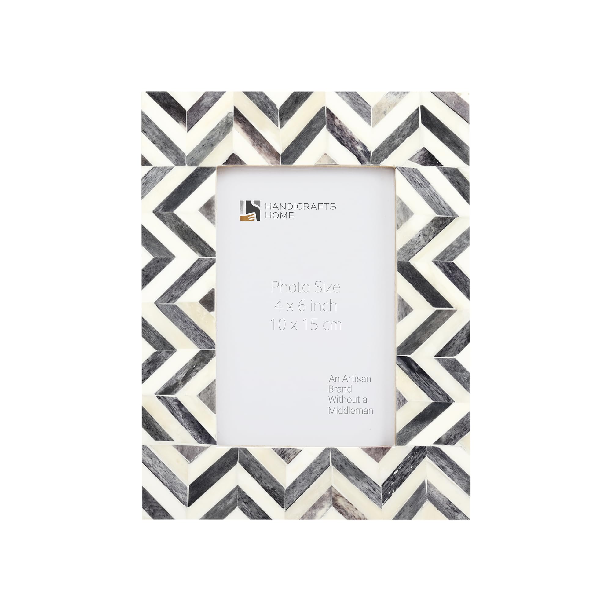 Handicrafts Home 4x6 Picture Frames Photo Frame Chevron Herringbone Vintage Wooden (Grey)