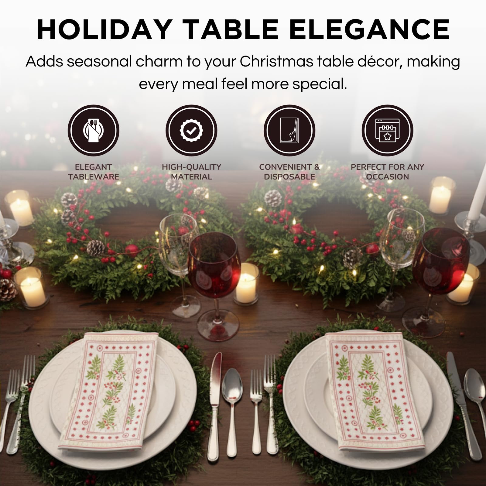 Christmas Disposable Napkins 100 Pieces