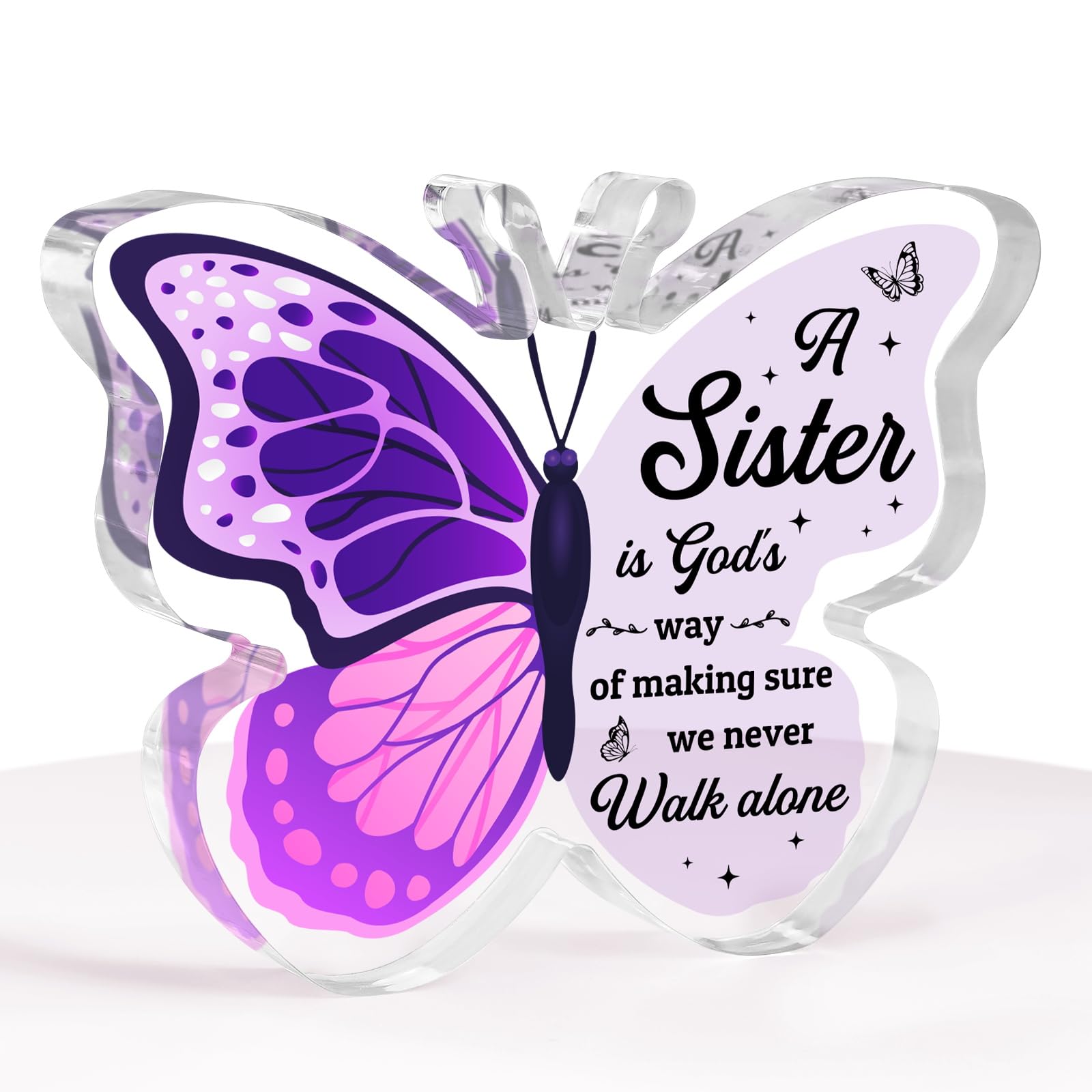 Sister Christmas Gifts - Engraved Butterfly-shaped Acrylic Plaque 3.9x3.3 inch, Sister Gifts, Big Sister Gifts for Girls, Gifts 