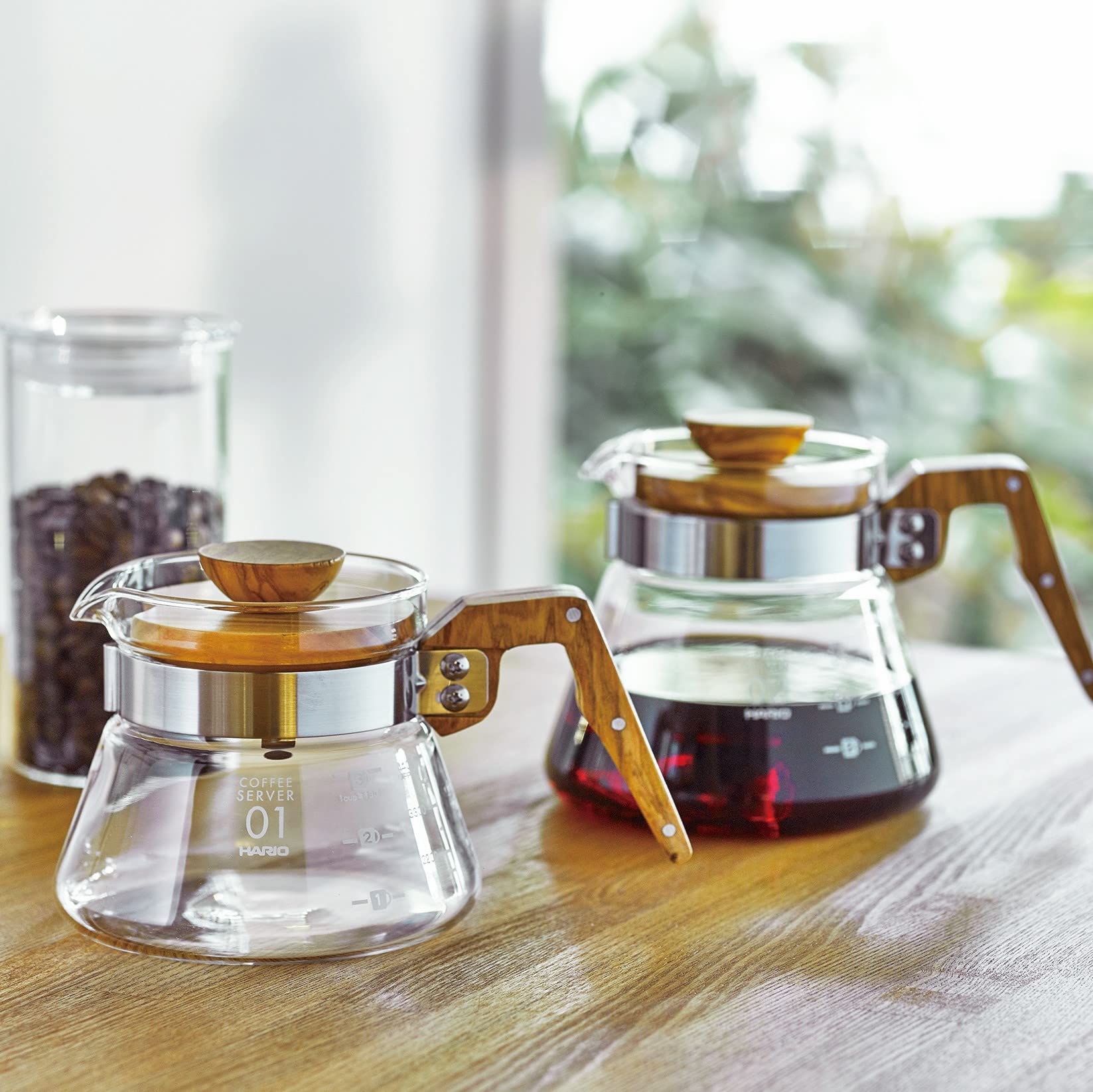 Hario Glass Coffee Server, 400Ml, Olive Wood