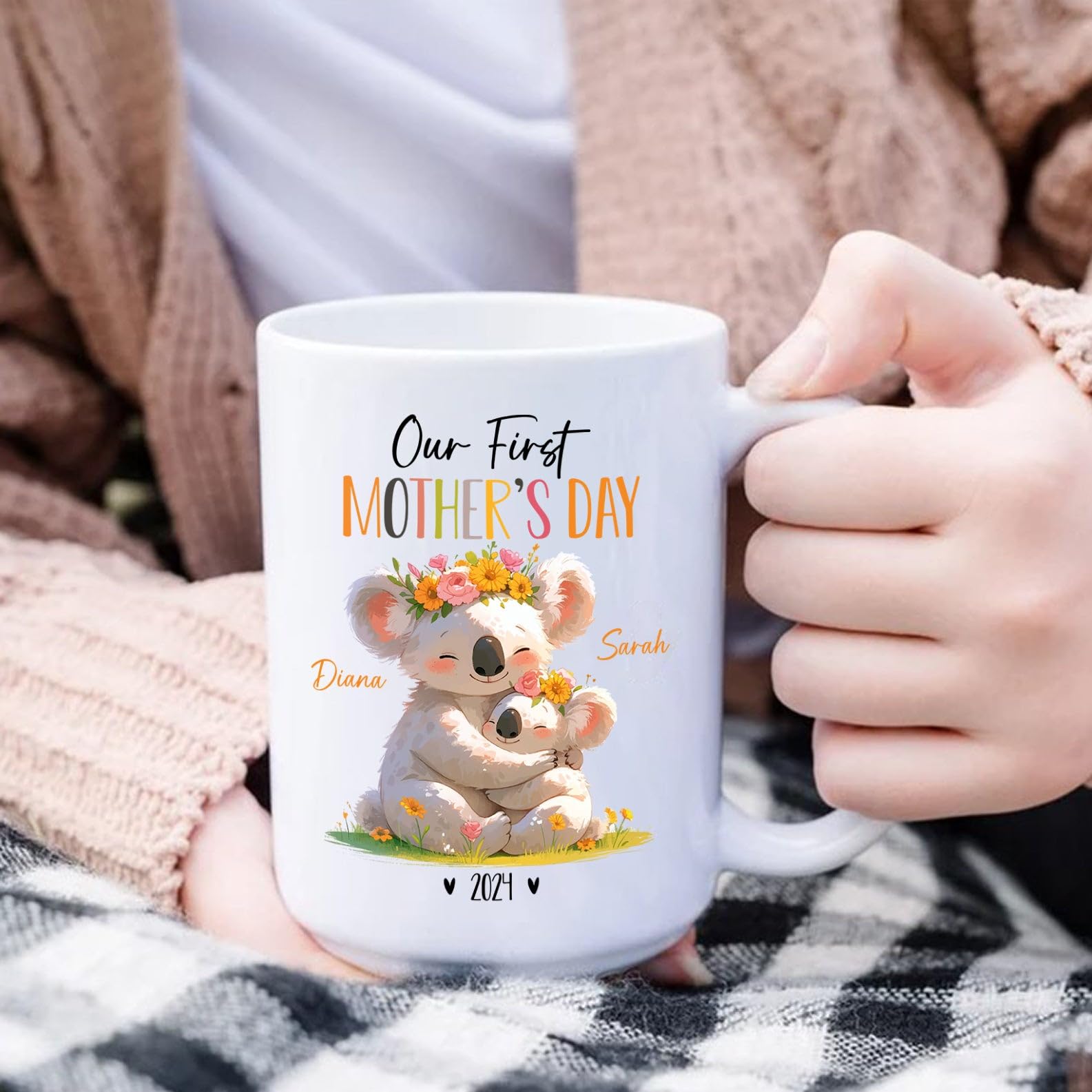 Mummy And Baby Koala Coffee Mugs, Custom Koala Mug Gift For Koala Lovers, Our First Mothers Day Ceramic Cup For New Mother, Pers