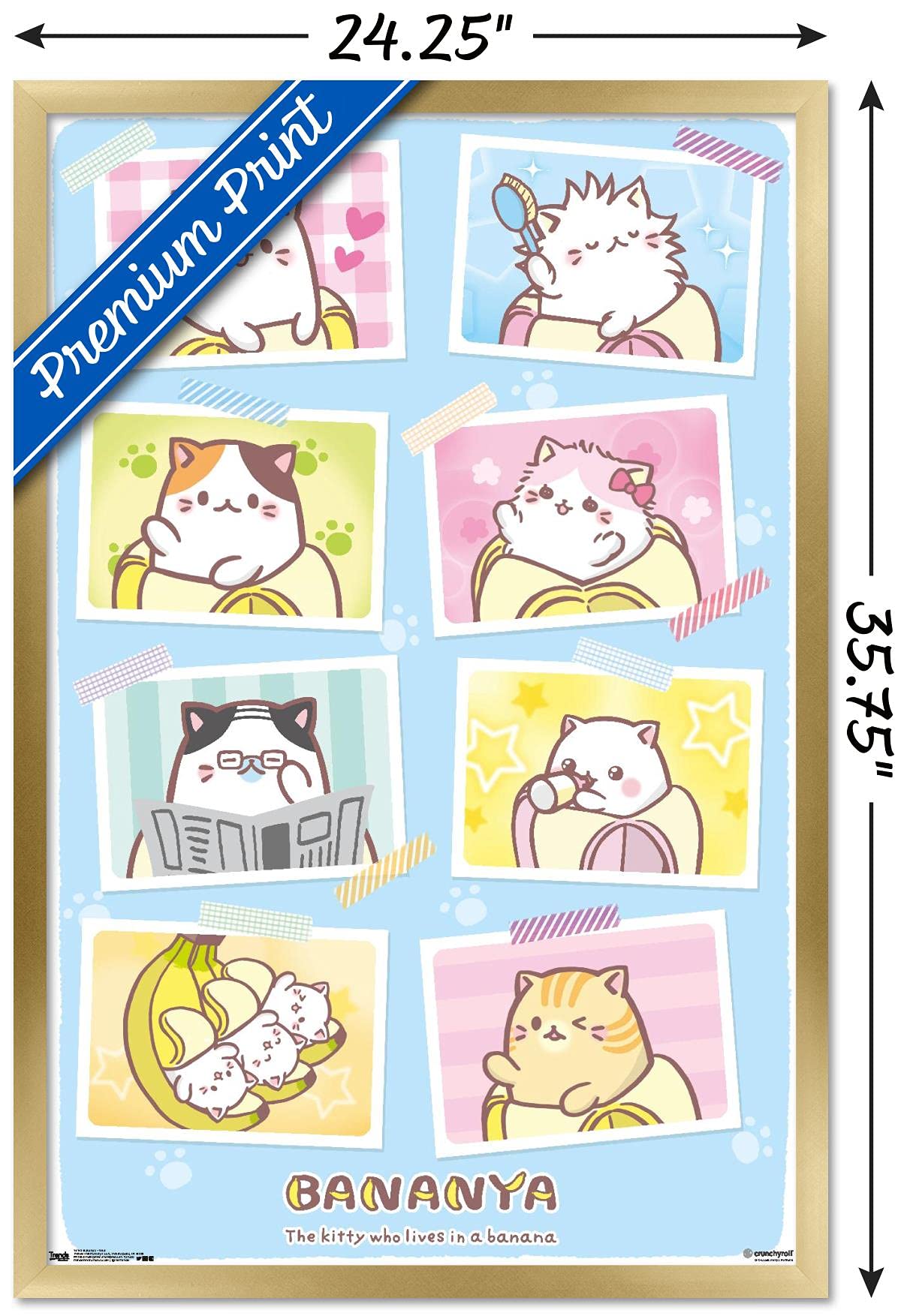 Trends International Bananya - Grid Wall Poster, 22.375'' X 34'', Gold Framed Version