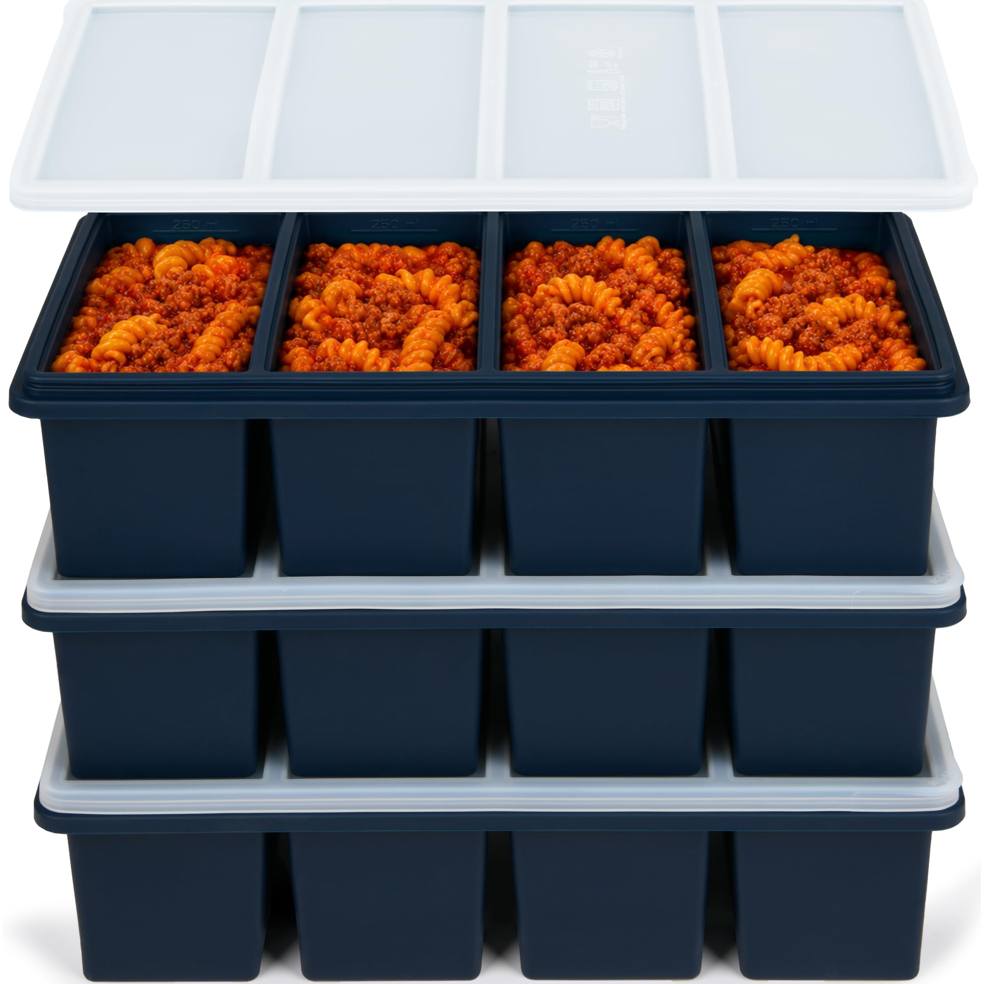 Silicone Freezer Molds with Lids, 1 Cup Soup Freezer Containers, Large Ice Cube Trays for Meal Prep & Food Storage, Freeze Soup,