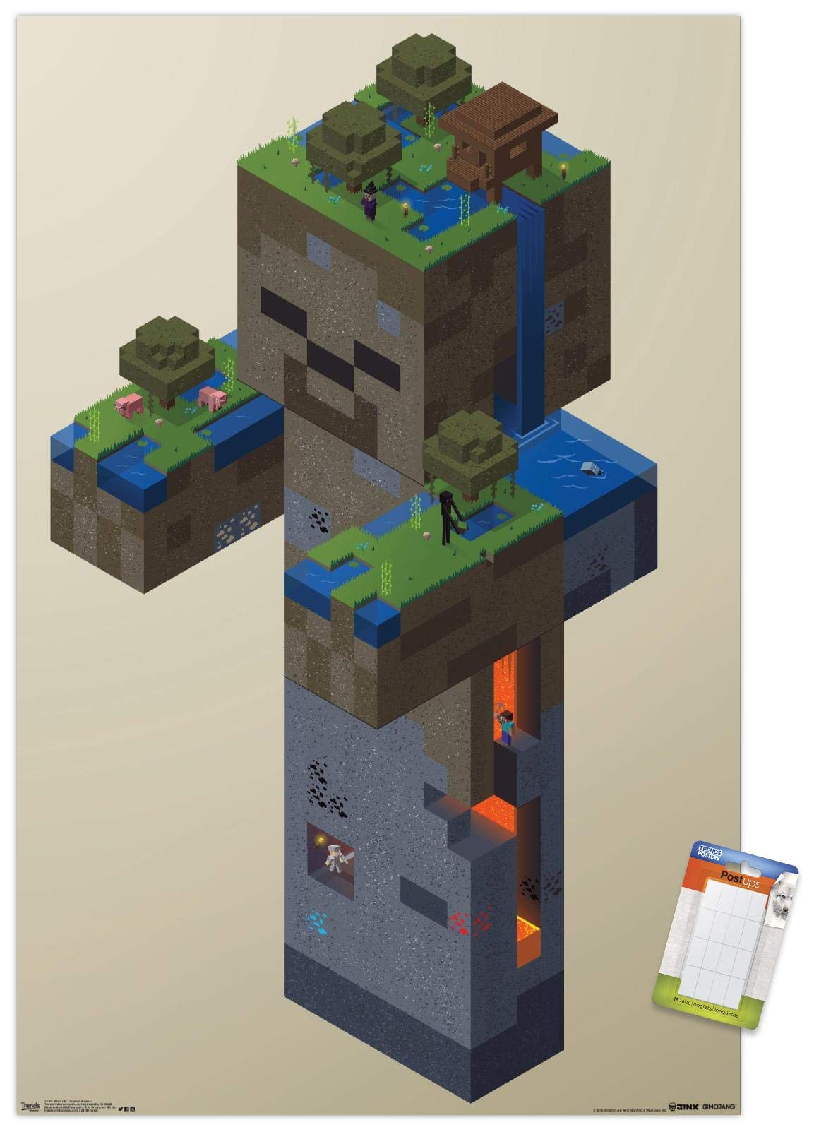 Trends International Minecraft - Zombie Swamp Wall Poster, 22.375'' X 34'', Poster & Mount Bundle