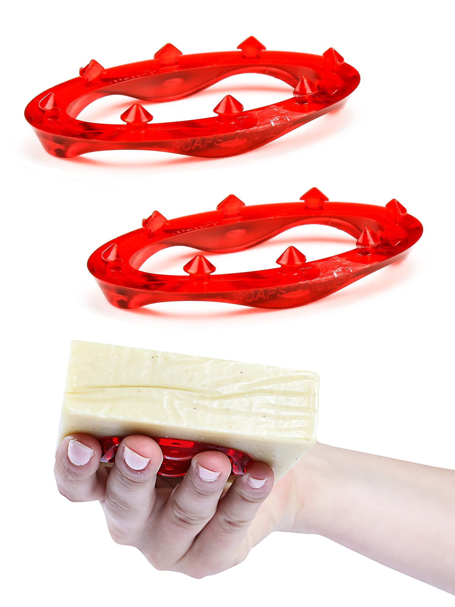 Soapstandle Bar Soap Gripper No Goo Or Mess Soap Holder For Bath And Showers 2 Pack, Red