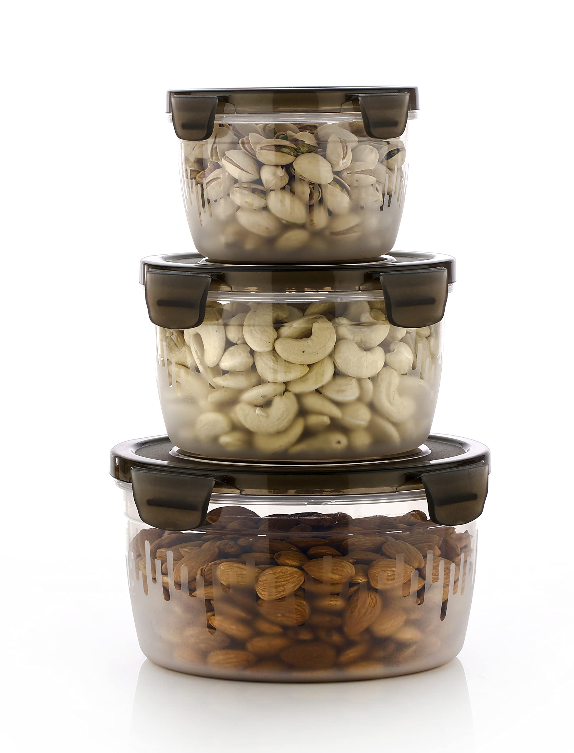 Vetalic SnapSeal Storage Containers Set Of 3 Airtight Food Storage,Microwave Safe,BpaFree Plastic Unbreakable Kitchen Containe