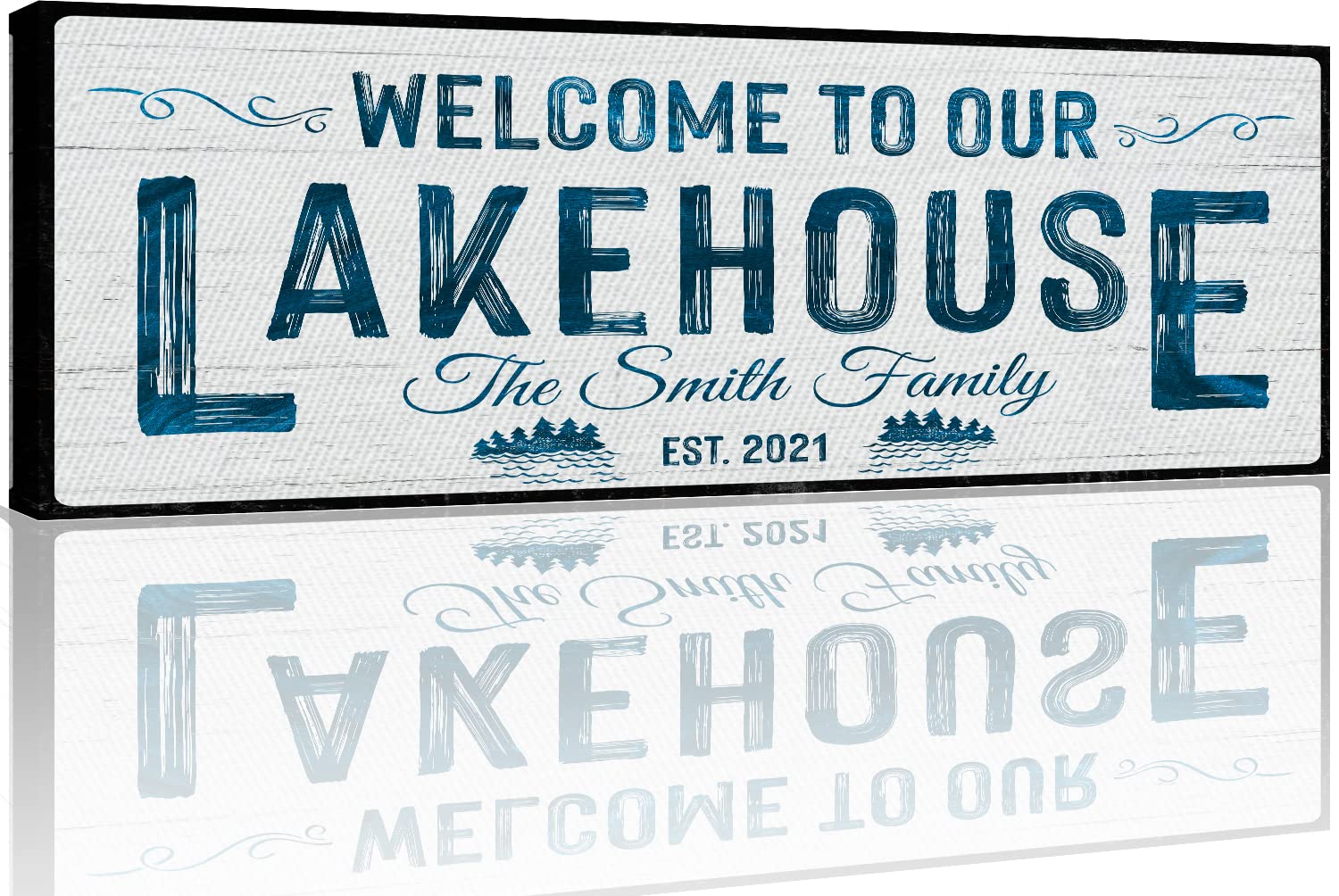 Tailored Canvases Custom Lake House Sign - Large Rustic Print Decor Canvas Wall Art For Living Room, Bedroom, Kitchen & Entryway