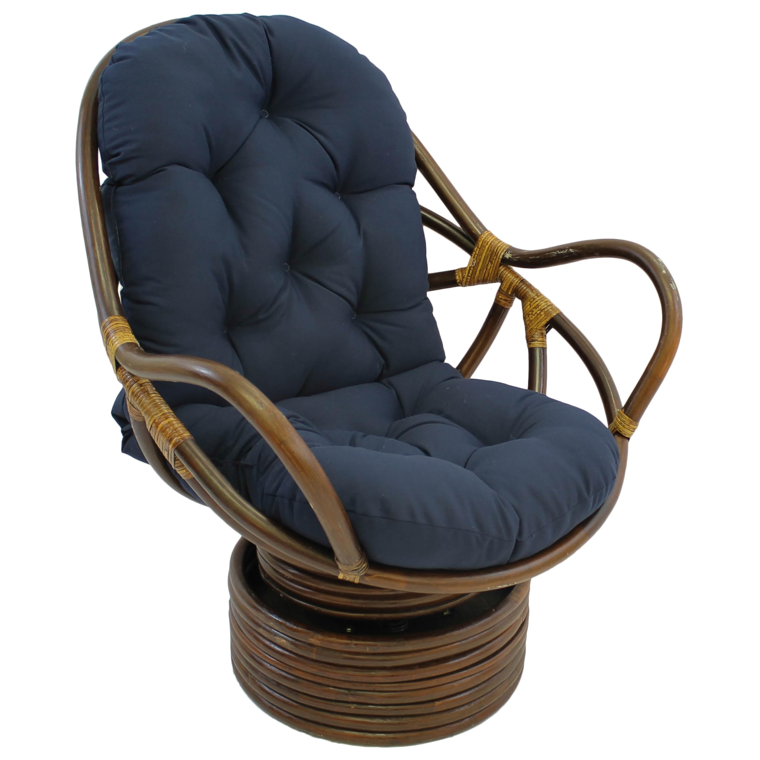Blazing Needles Solid Twill Swivel Rocker Chair Cushion, 48'' X 24'', Navy