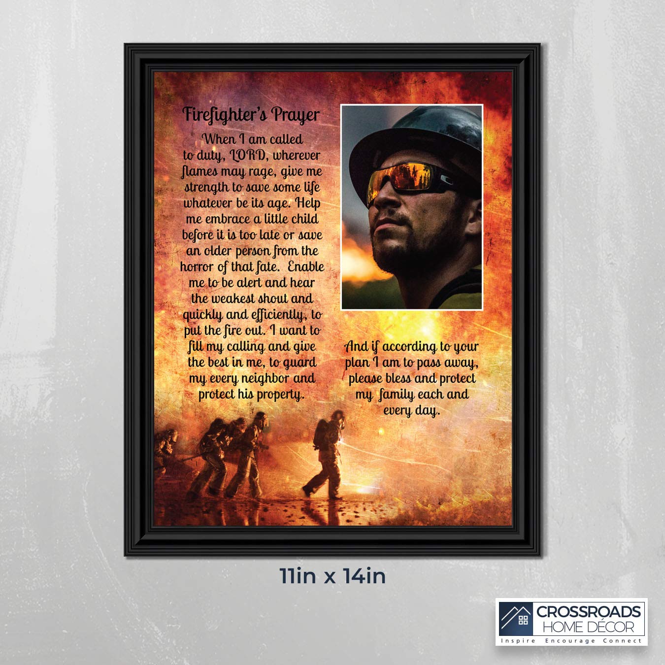 Crossroads Home D  Cor Firemans Prayer Picture Frame, Firefighter Decor, Firefighter Graduation Present, 5015B