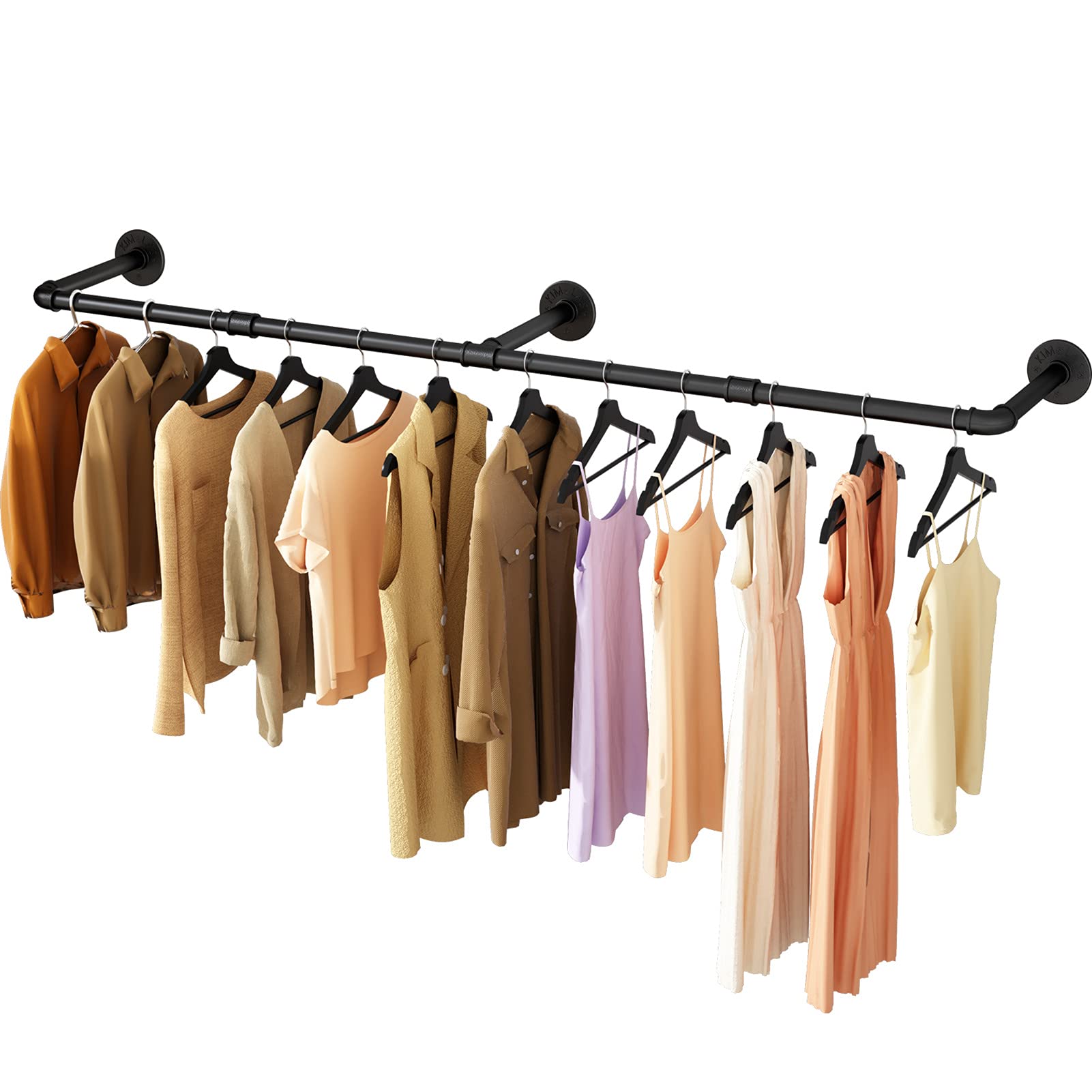 UlSpeed Clothes Rack  60.0in Wall Mounted Industrial Pipe Clothing Rack  Garment Rack Space Saver Hanging Clothes Rack  Heavy Duty Detachable Garment Rack  Multi-Purpose Hanging Rod for Closet  1 Pack