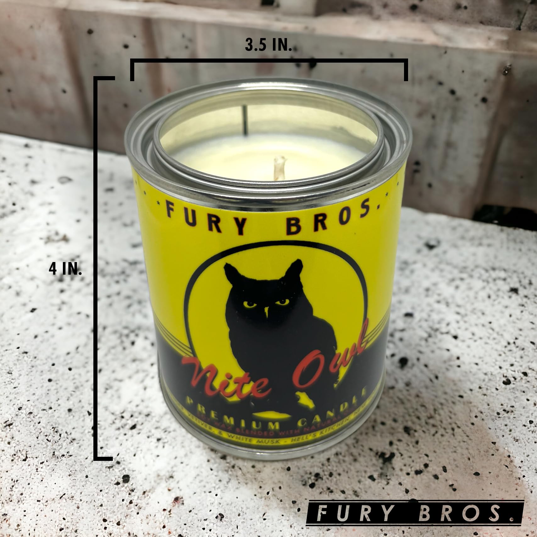 Fury Bros. Scented Candles for Men | Nite Owl | Lavender Vetiver White Musk | Natural Soy Wax | Hand-Poured in The USA | Long 70