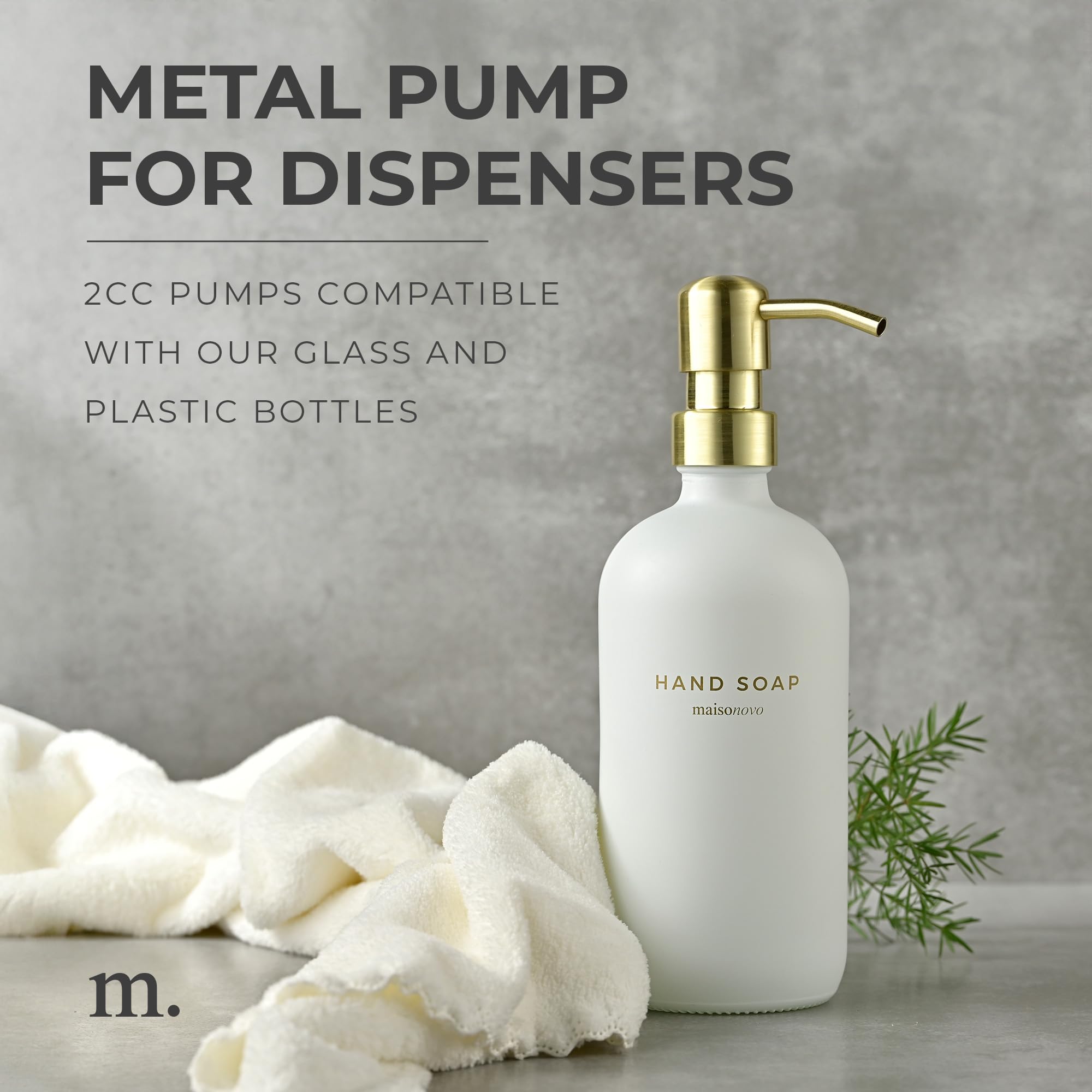 Maisonovo Soap Pump Replacement - 2X Gold Metal Pumps - Pump Dispenser - Soap Dispenser Pump Replacement - Stainless Steel Soap