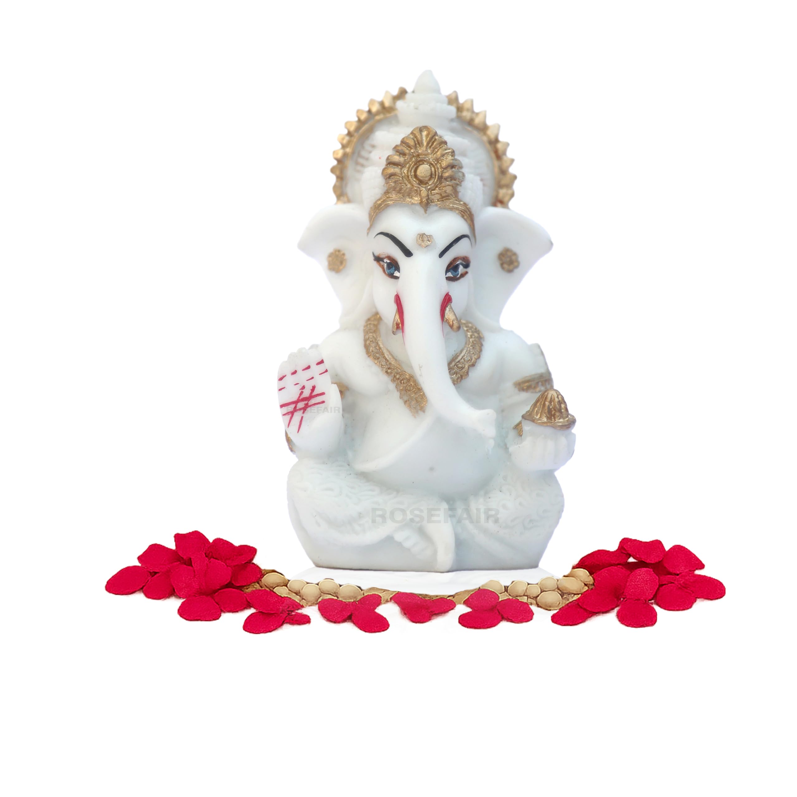 Rosefair Ganesh Statue For Car Dashboard  Resin, 3.5 Inch | Baby Ganesha Idol For Home, Office, Desk, Pooja | Ganesh Festival De