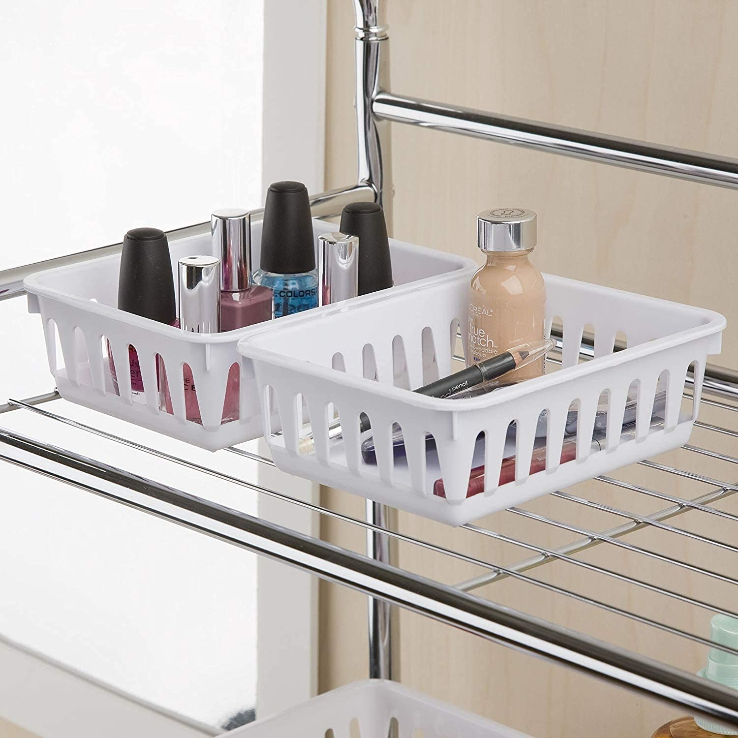 Tribello Mini Plastic Baskets For Organizing, White Drawer/Closet Storage Tray, Size 6 X 5 X 2 - Pack Of 6 - Made In Usa