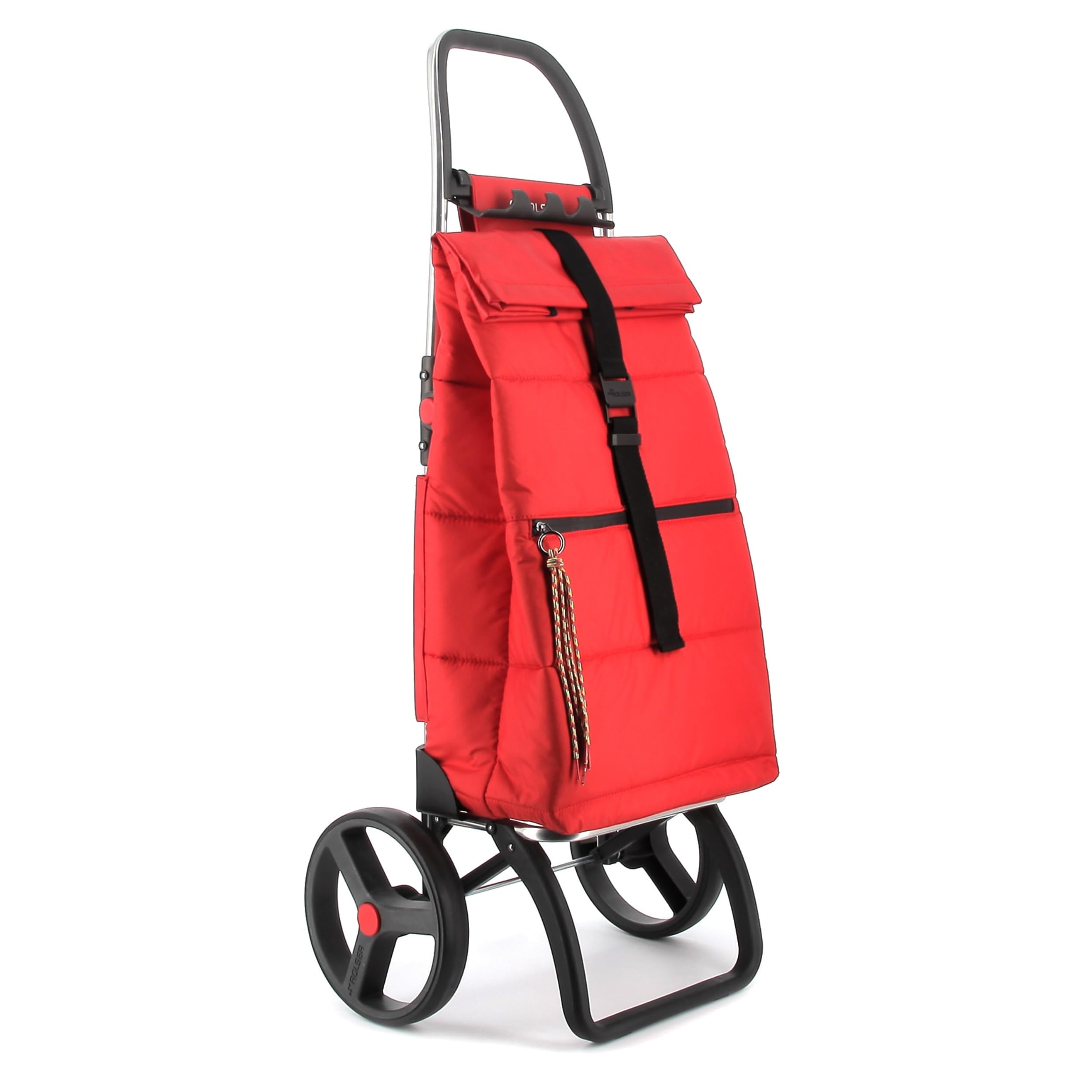 Foldable Puff Grocery Shopping Cart with Wheels | Collapsible Personal Folding Cart for Groceries | Durable & Portable | Red