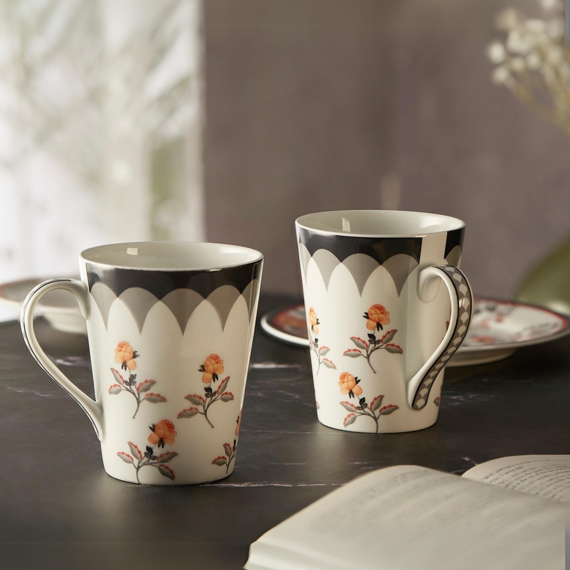 India Circus Fine Elegant Design Ceramic Zing Milk Mugs For Home And Kitchen (Multicolor, 340 Ml)  Set Of 2 (Cc20)