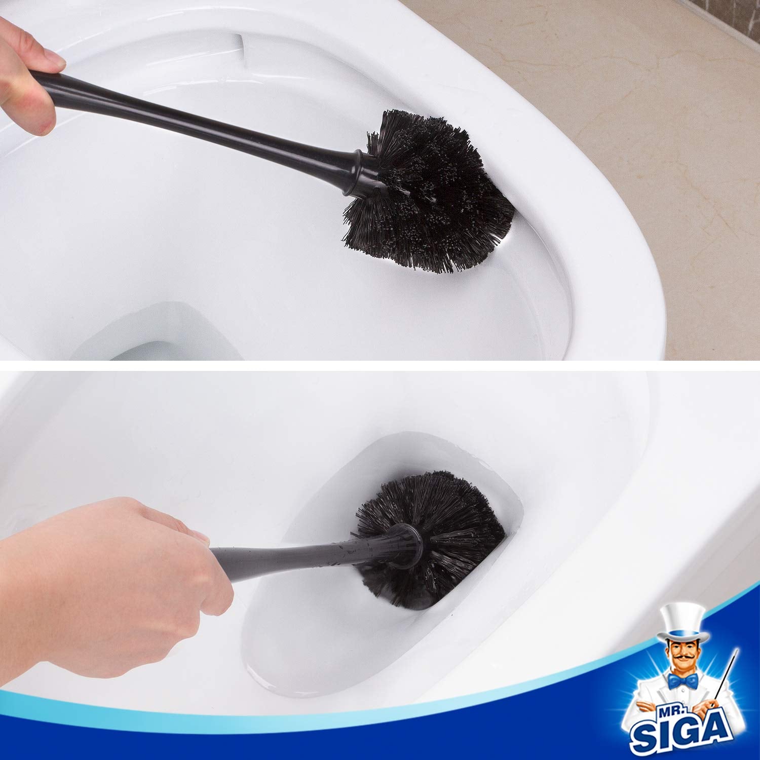 MR.SIGA Toilet Plunger and Bowl Brush Combo for Bathroom Cleaning  Black  1 Set